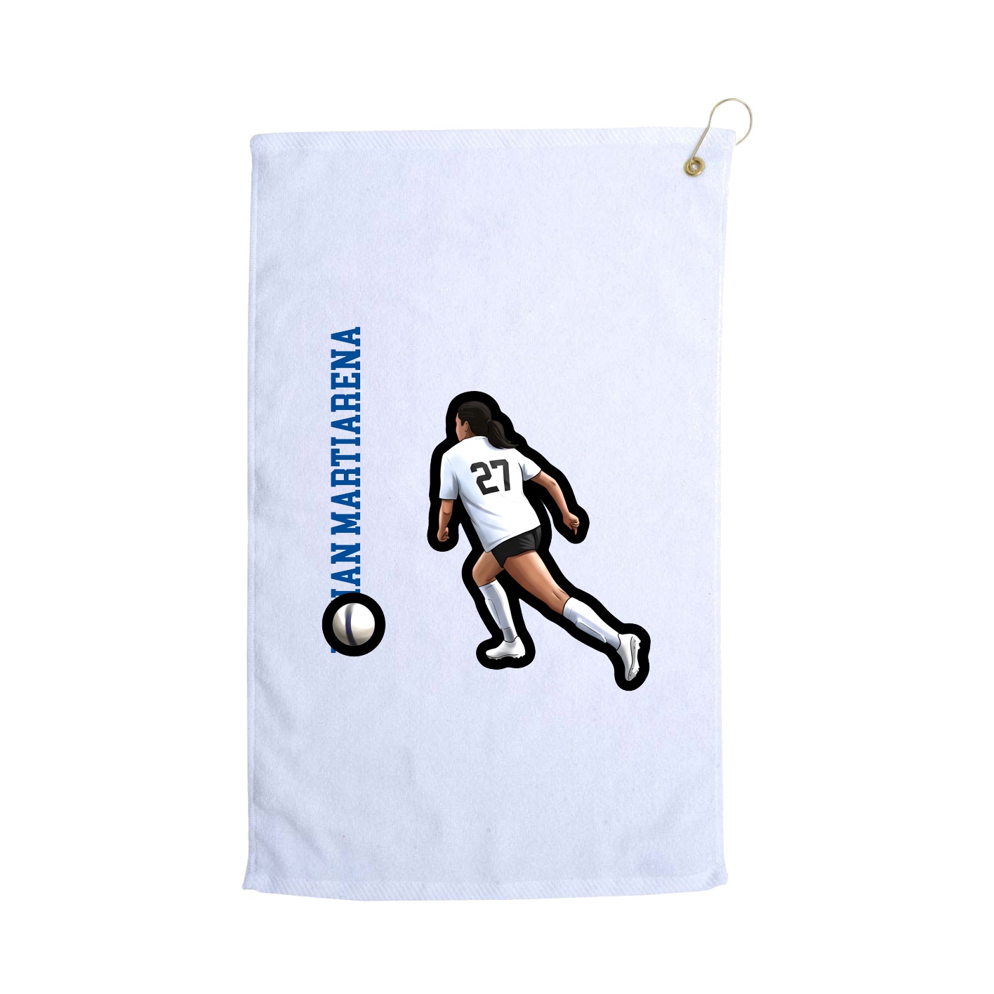 Golf Towel — Name Vertical in White