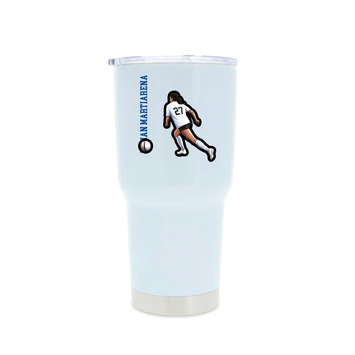 30oz Stainless Steel Tumbler — Name Vertical in White