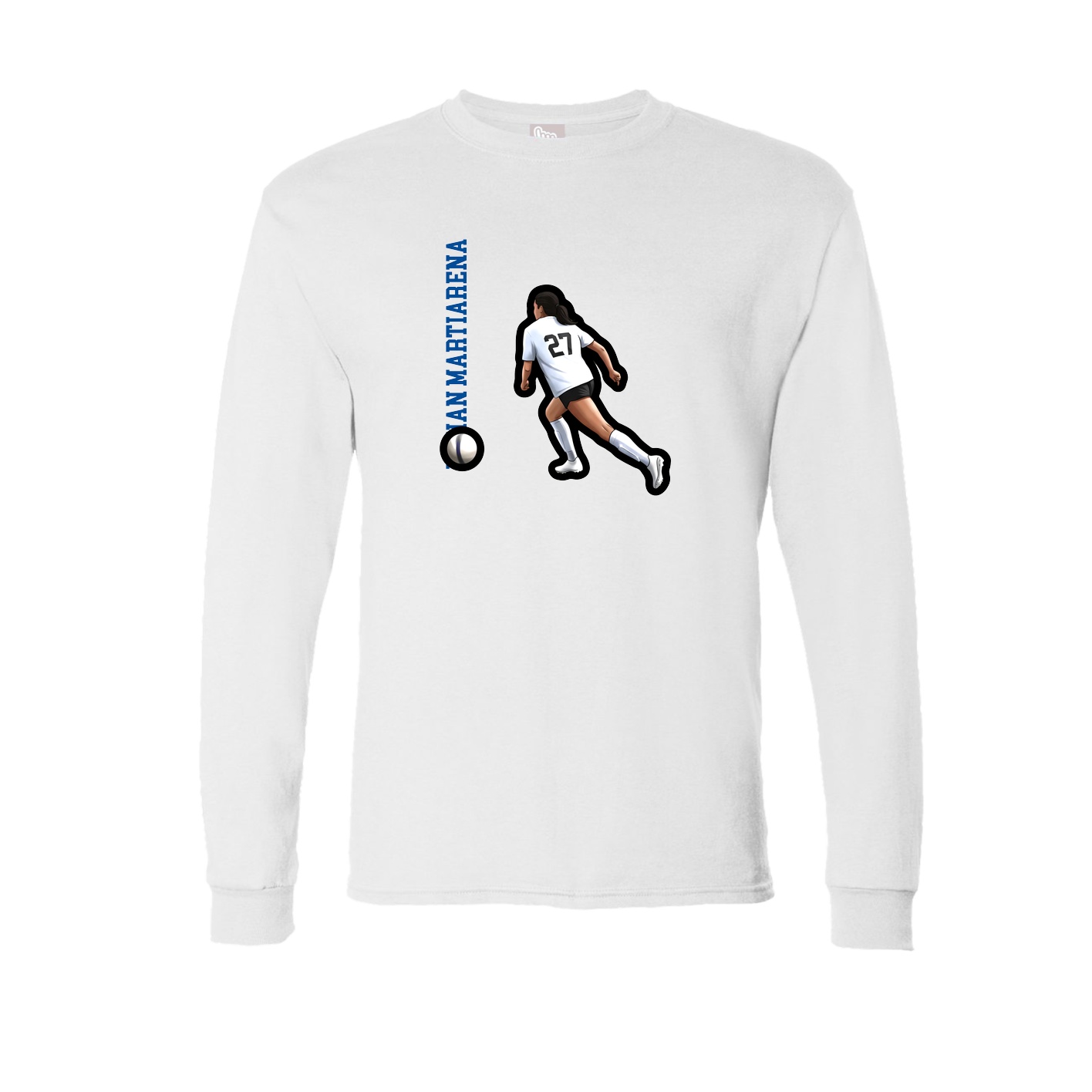 Long Sleeve Tee — Name Vertical in White