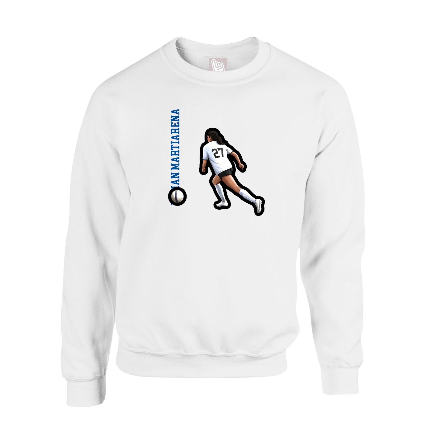 Fleece Crew — Name Vertical in White