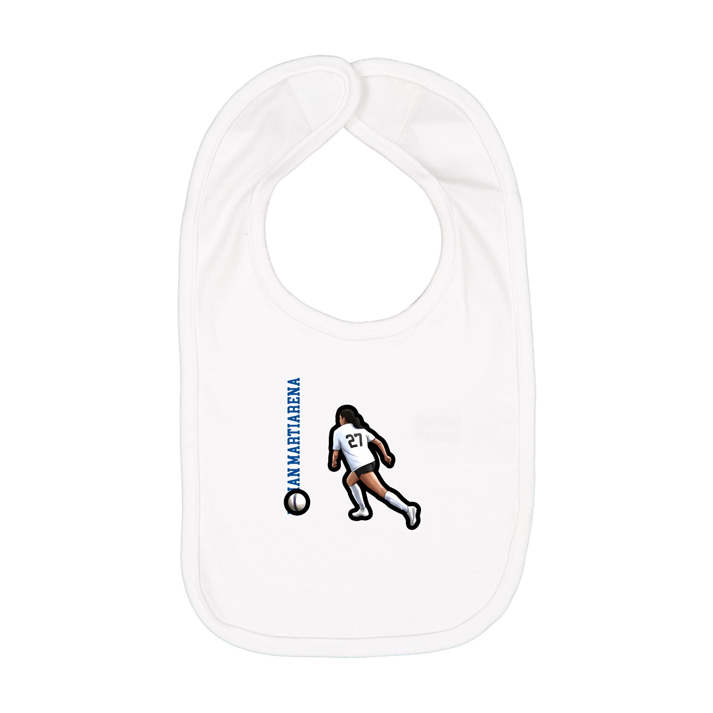 Infant Bib — Name Vertical in White