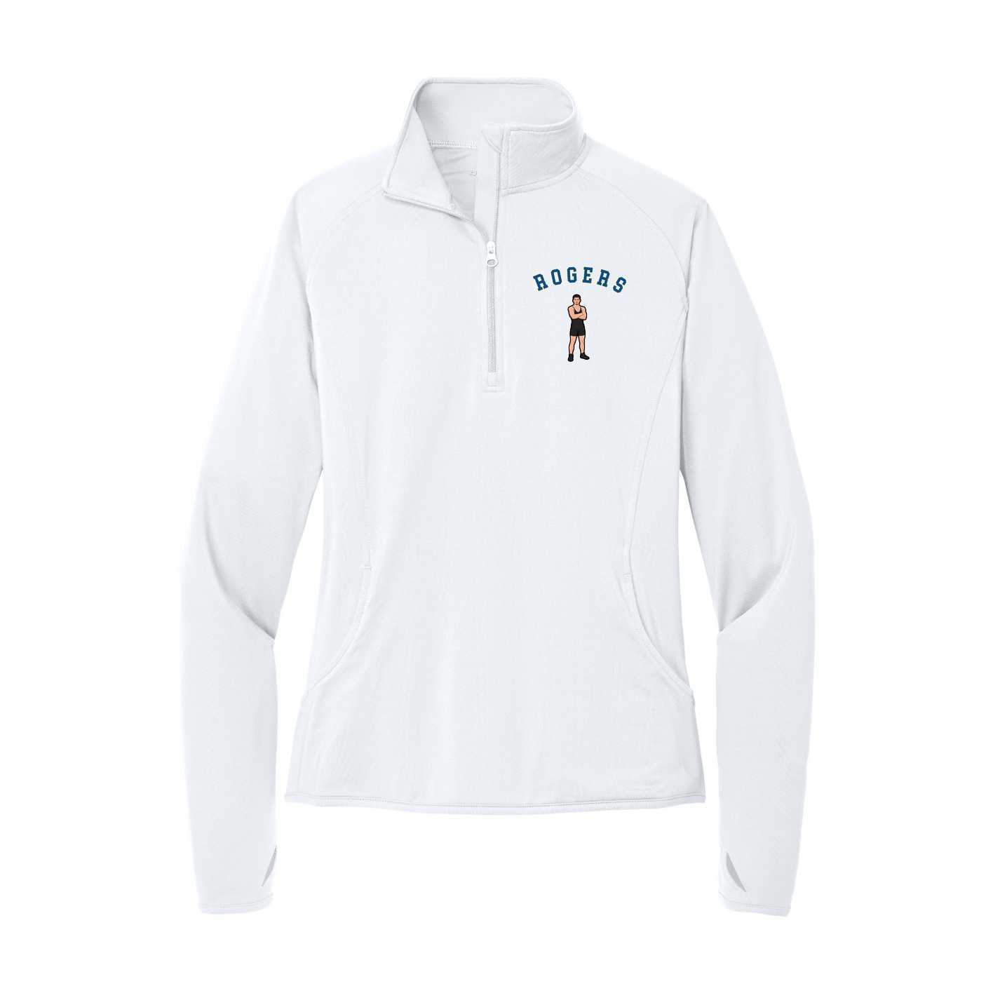 Women's Q-Zip Pullover — Shirsey Arch in White
