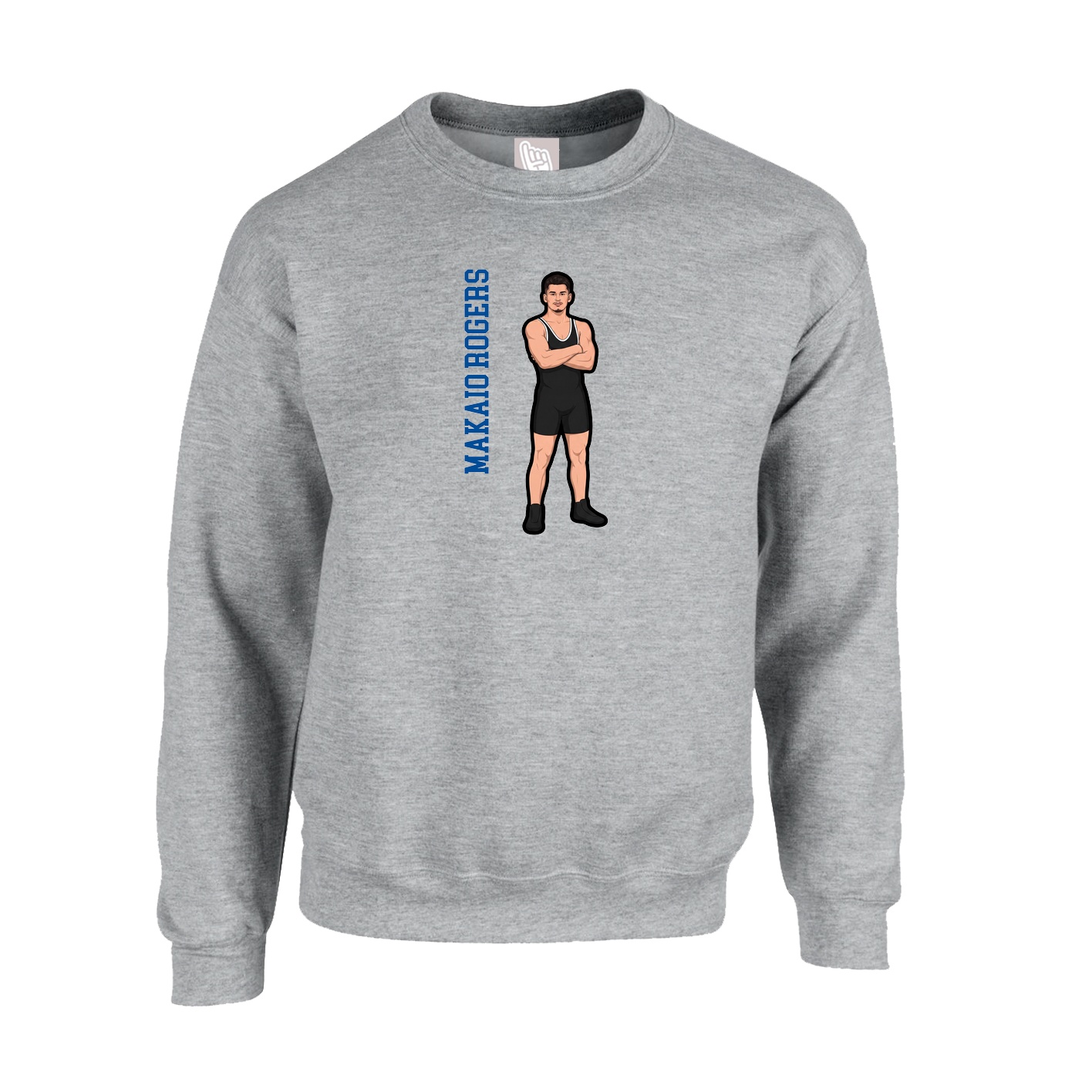 Fleece Crew — Name Vertical in Grey