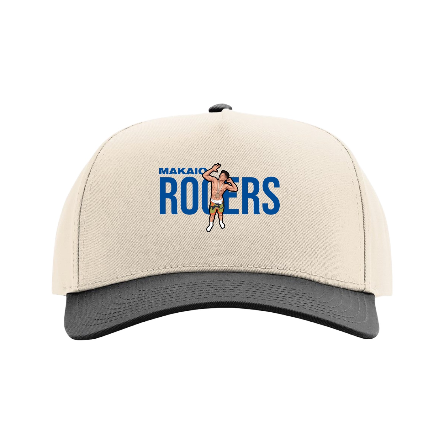Full Fabric Five-Panel Champ Cap — Player Name in Cream/Black