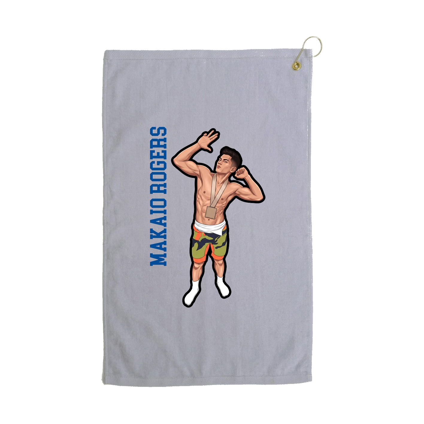 Golf Towel — Name Vertical in Grey