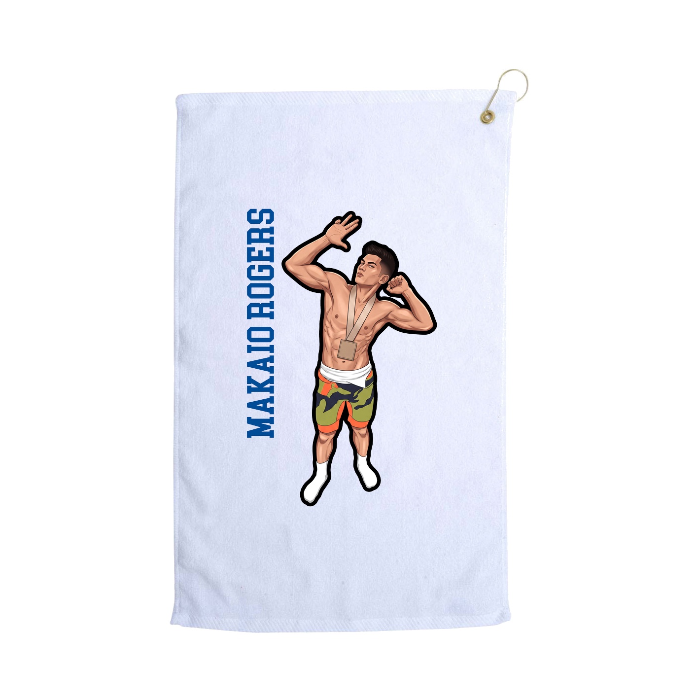 Golf Towel — Name Vertical in White