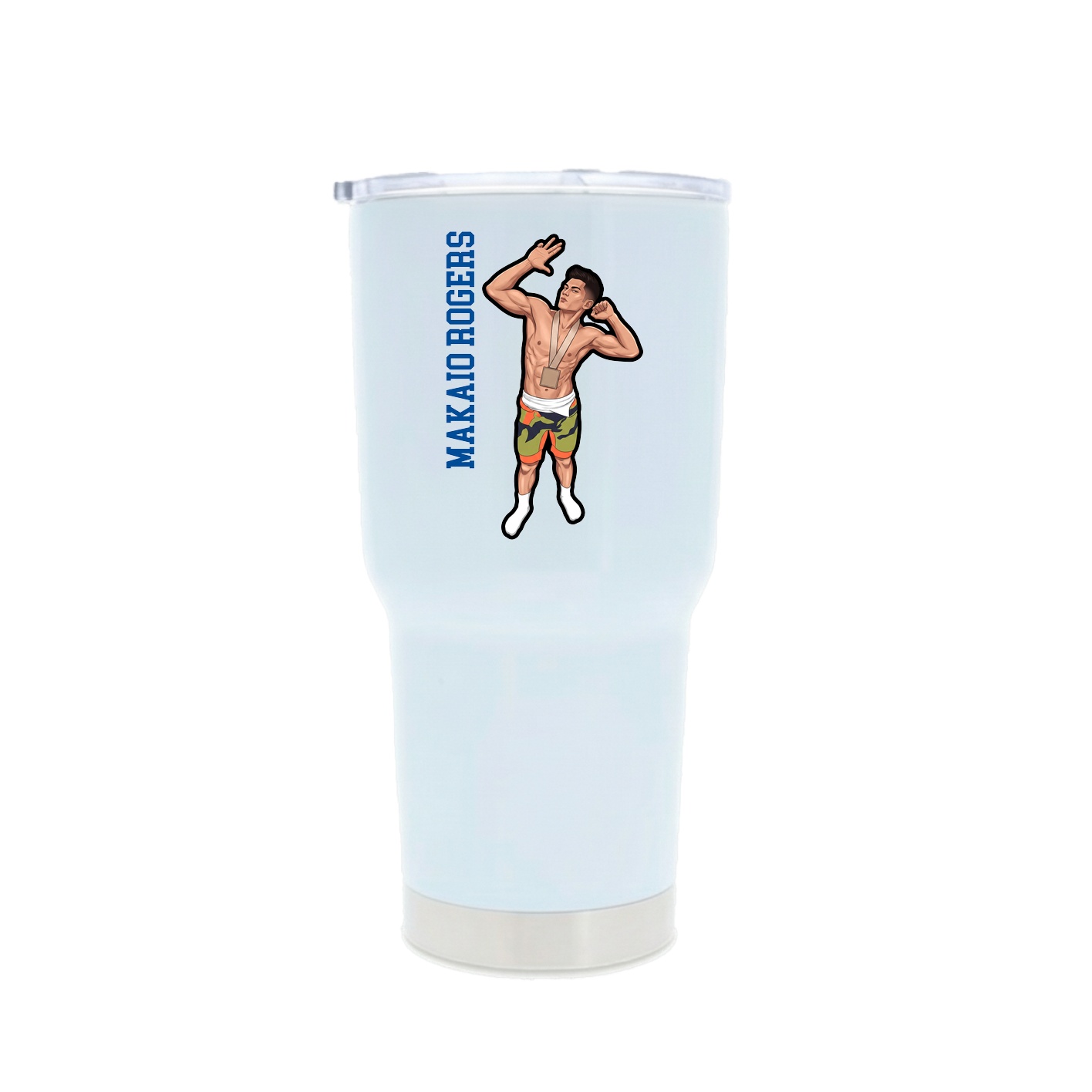 30oz Stainless Steel Tumbler — Name Vertical in White
