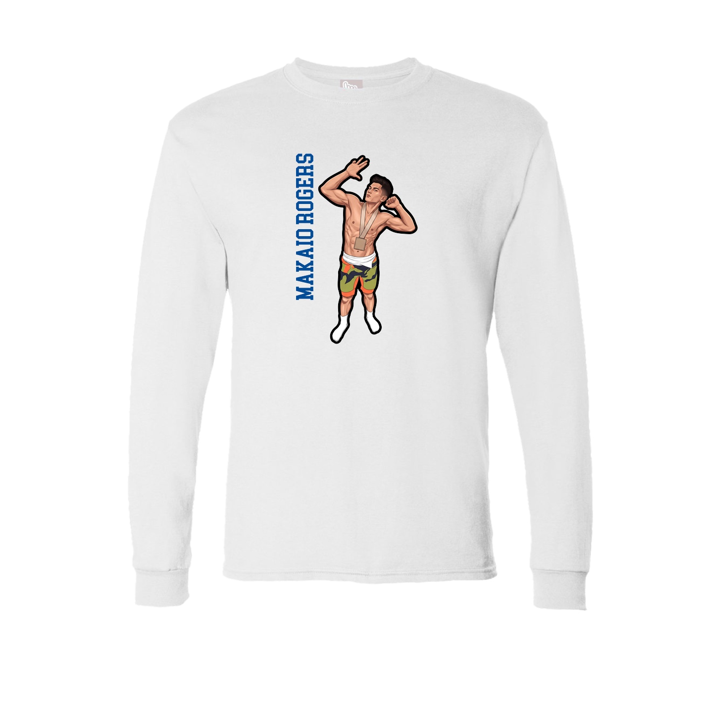 Long Sleeve Tee — Name Vertical in White
