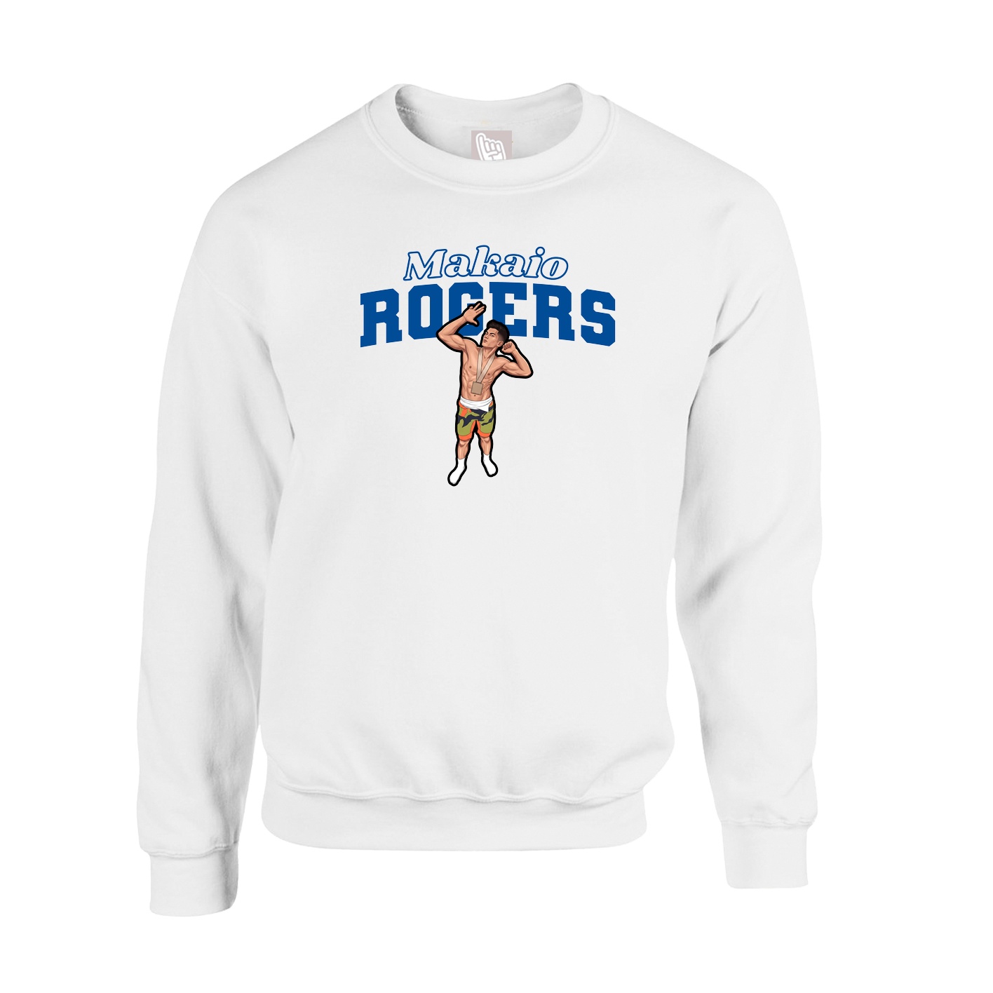 Fleece Crew — Name Arch in White