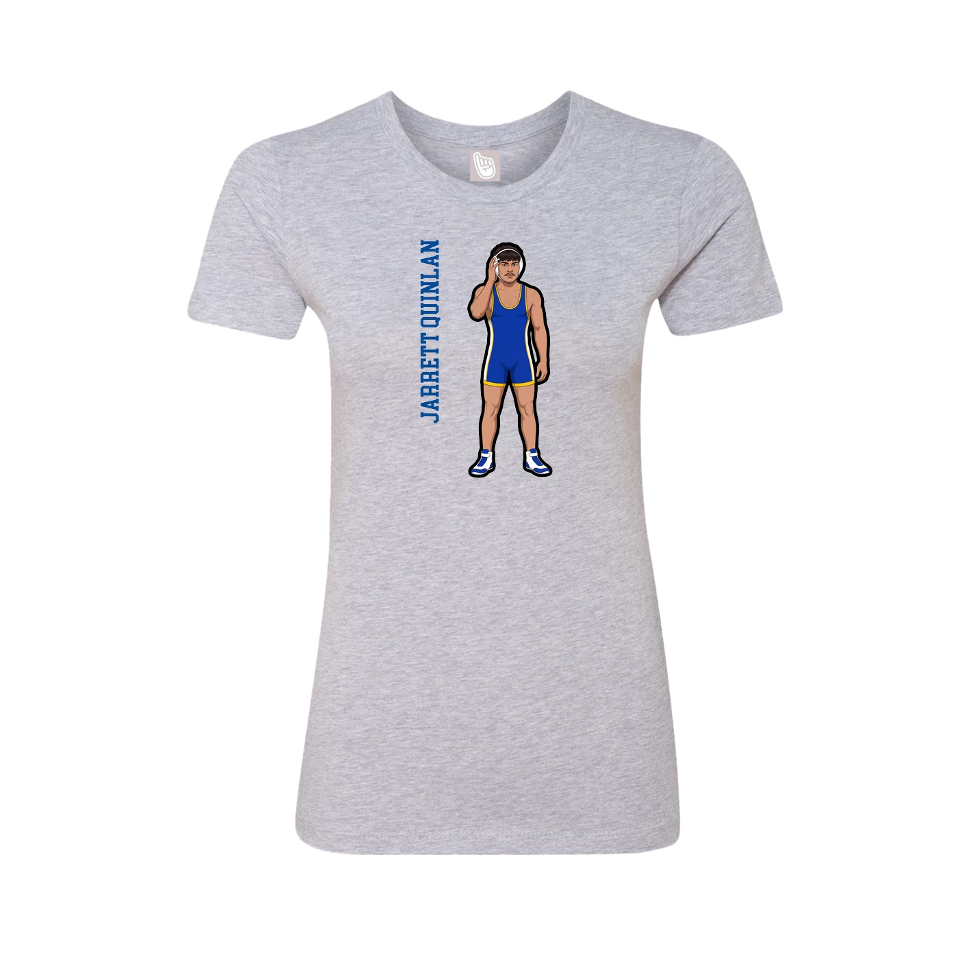 Fitted Women's Tee — Name Vertical in Grey