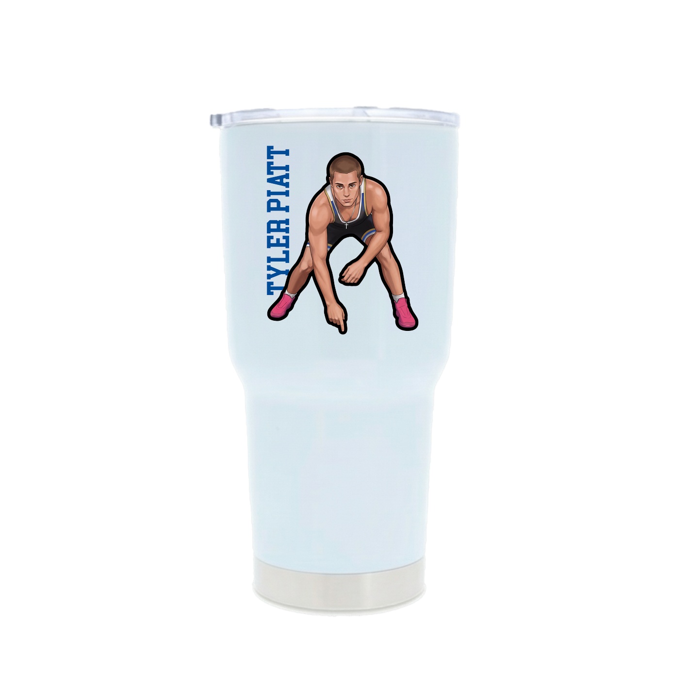30oz Stainless Steel Tumbler — Name Vertical in White