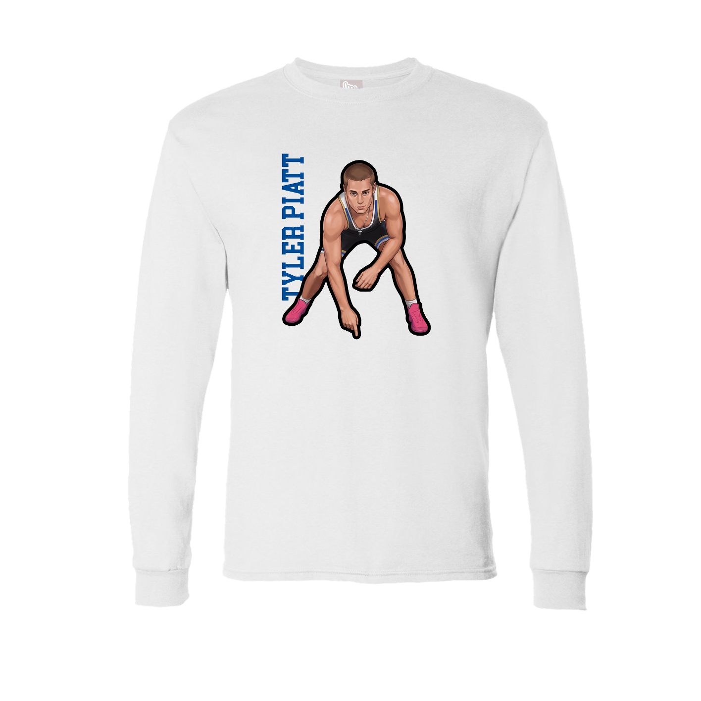 Long Sleeve Tee — Name Vertical in White