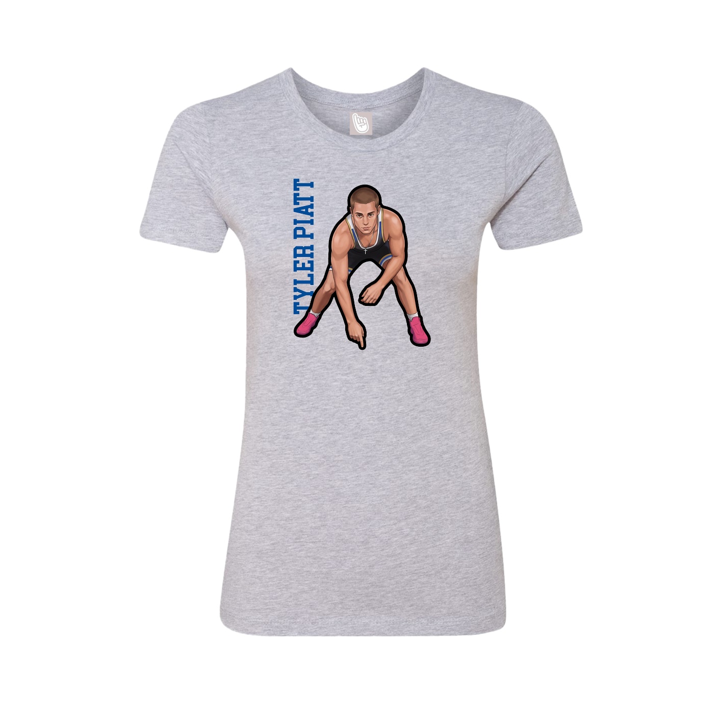 Fitted Women's Tee — Name Vertical in Grey