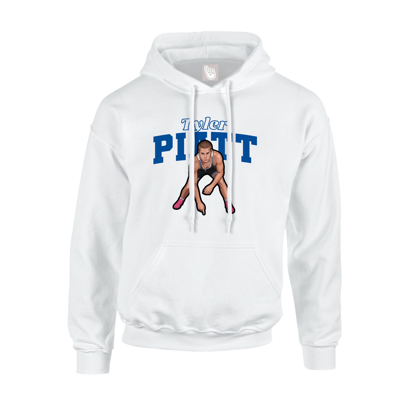 Youth Hoodie — Name Arch in White