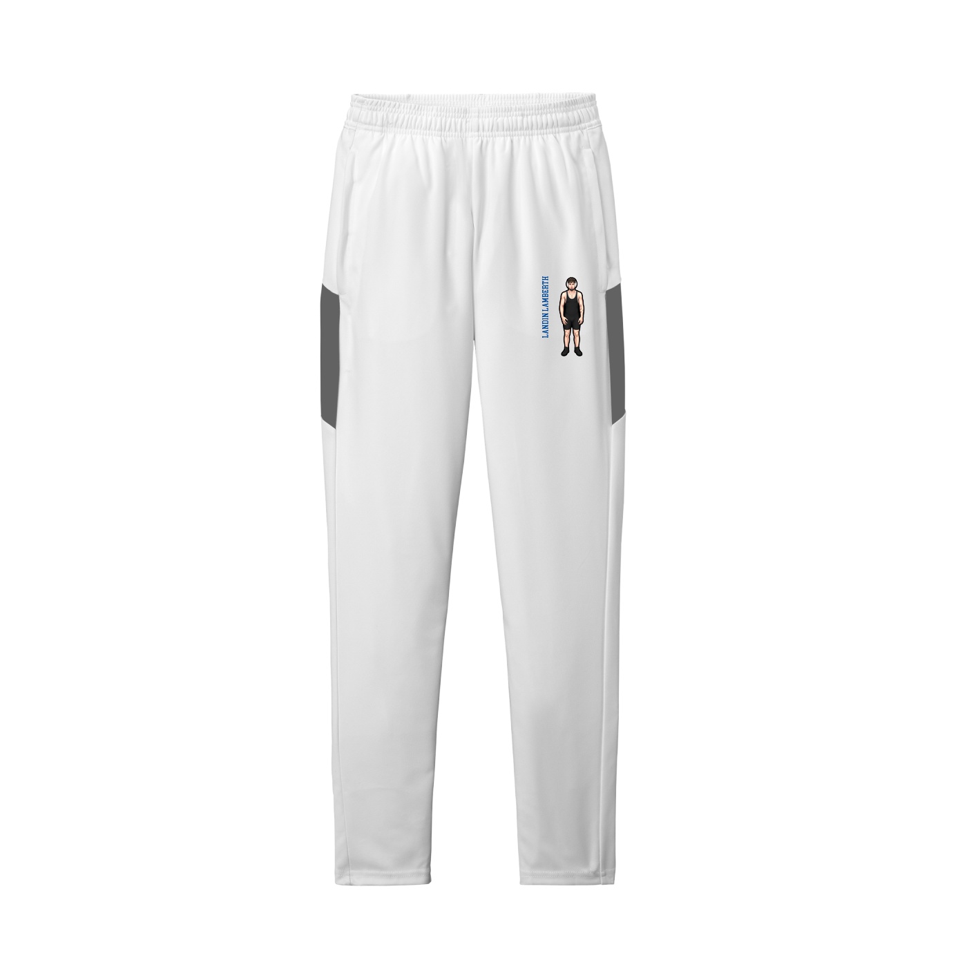 Team Travel Pant — Name Vertical in White/Grey