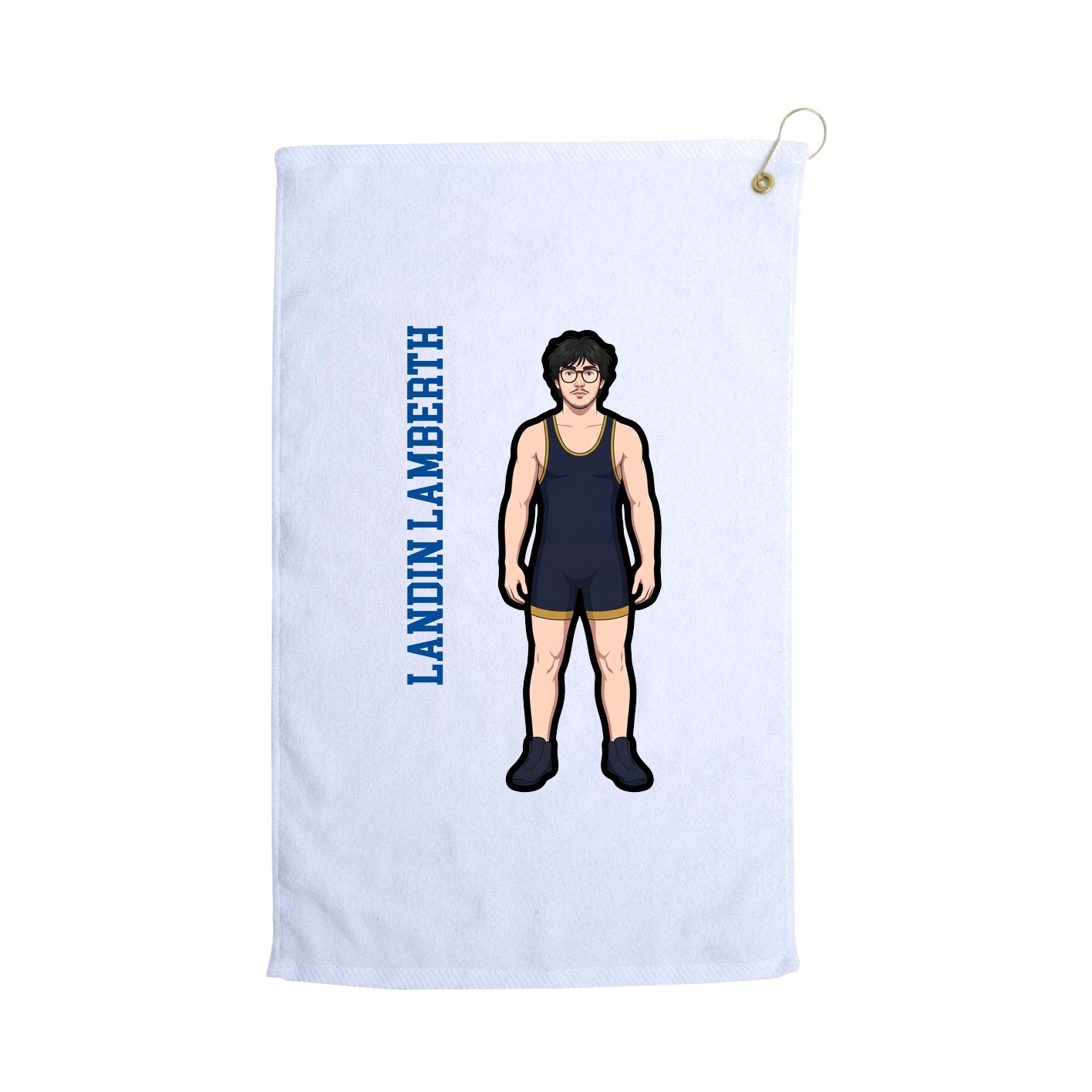Golf Towel — Name Vertical in White