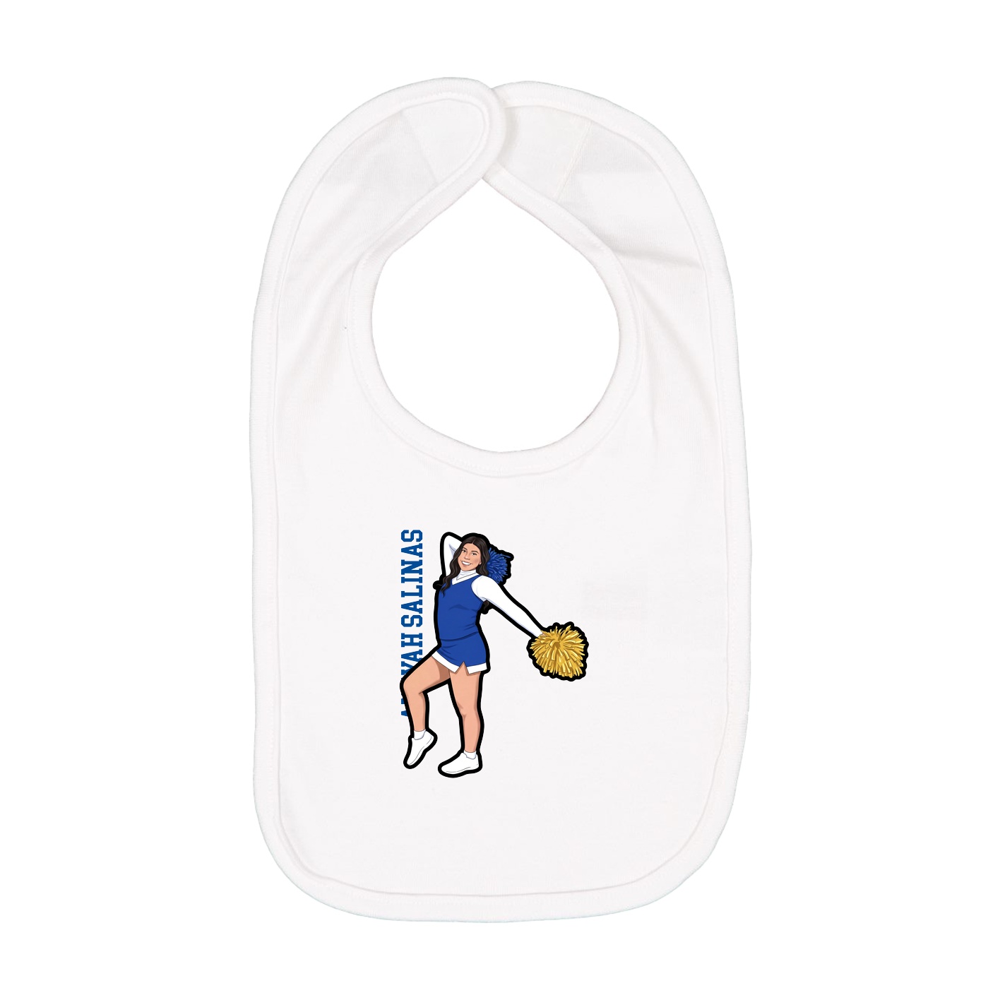 Infant Bib — Name Vertical in White