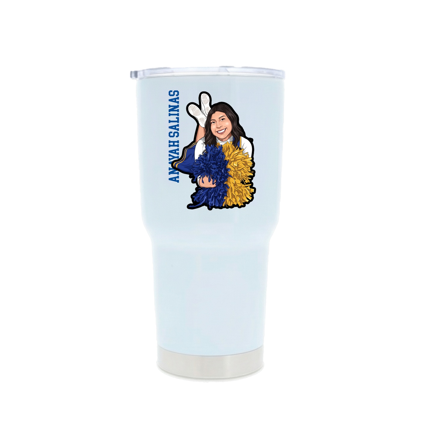 30oz Stainless Steel Tumbler — Name Vertical in White