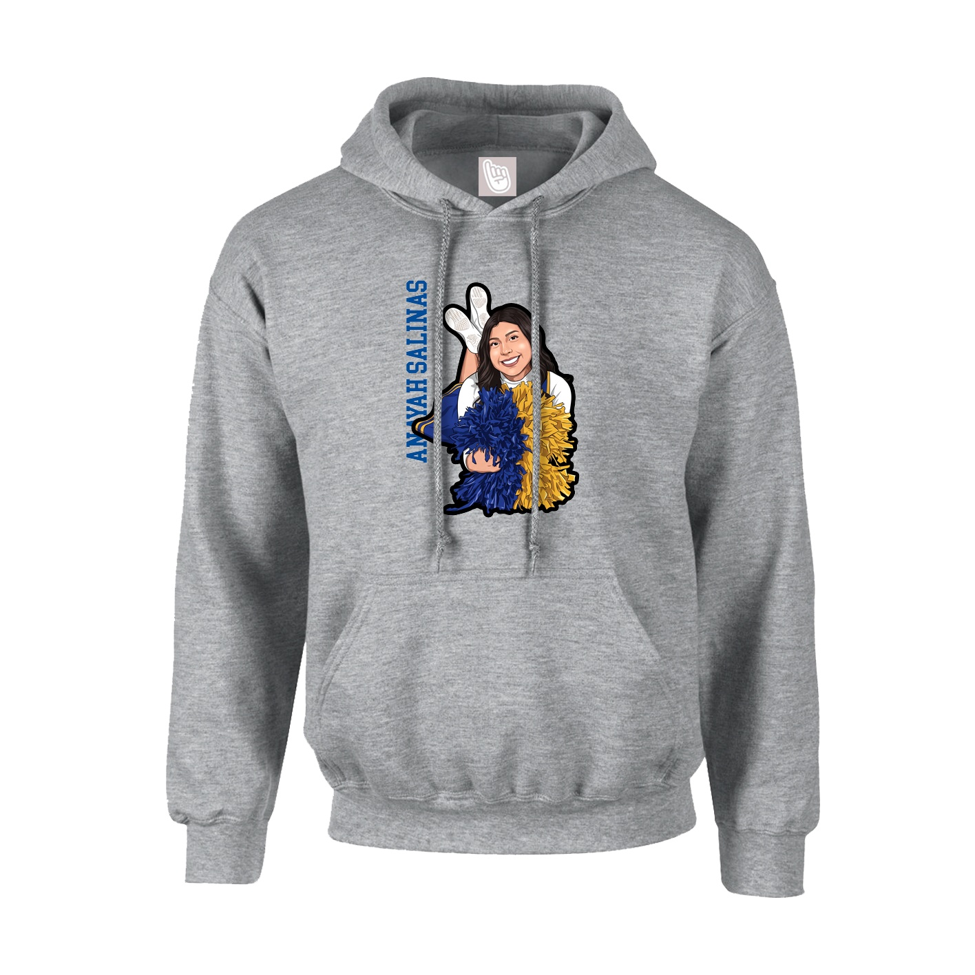 Hoodie — Name Vertical in Grey