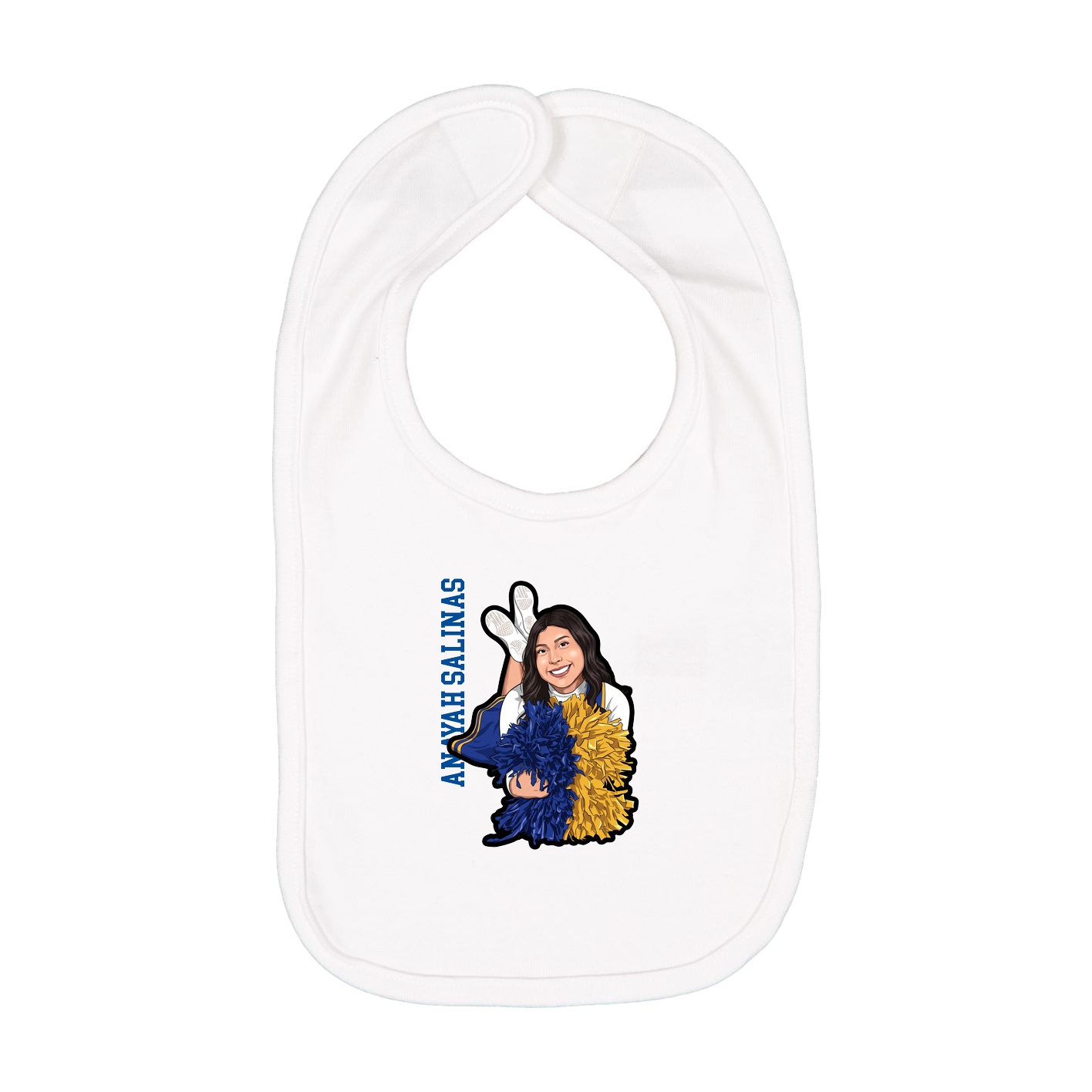 Infant Bib — Name Vertical in White