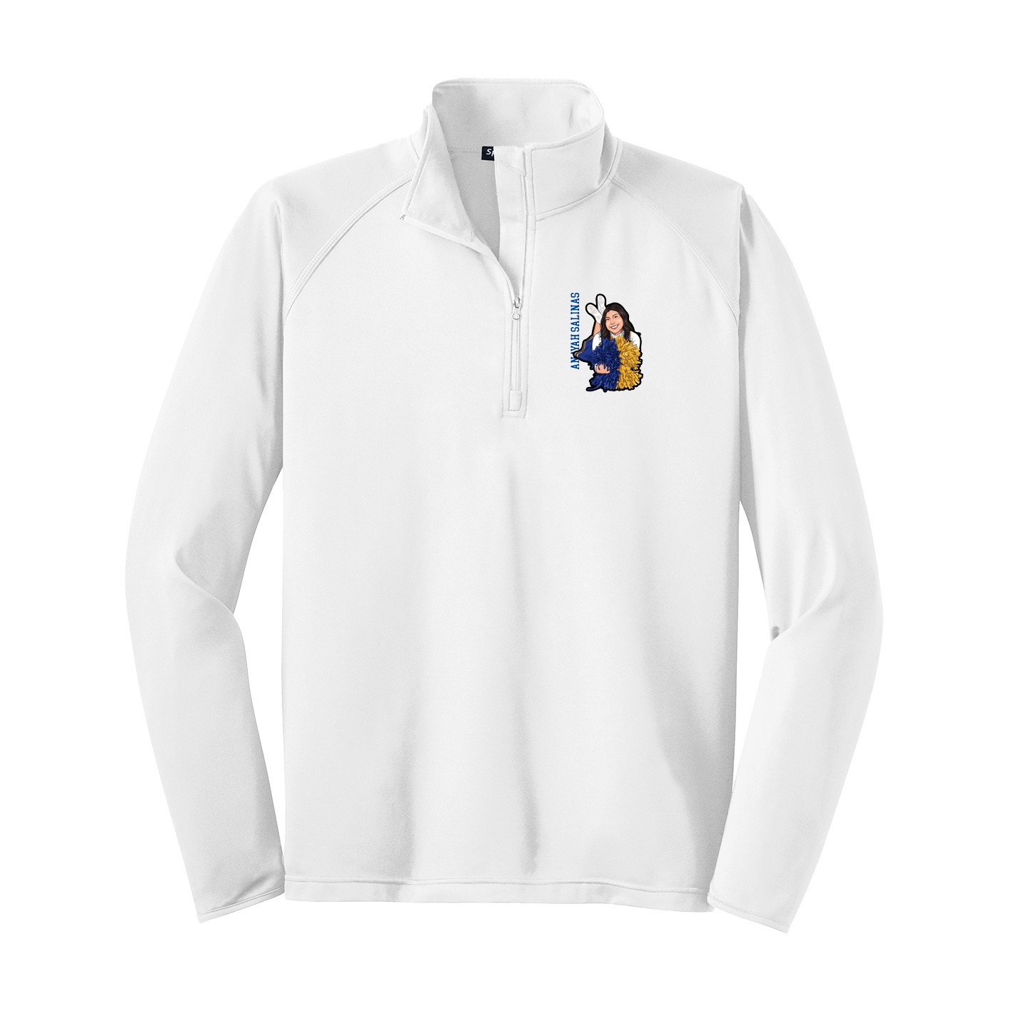 Q-Zip Pullover — Name Vertical in White