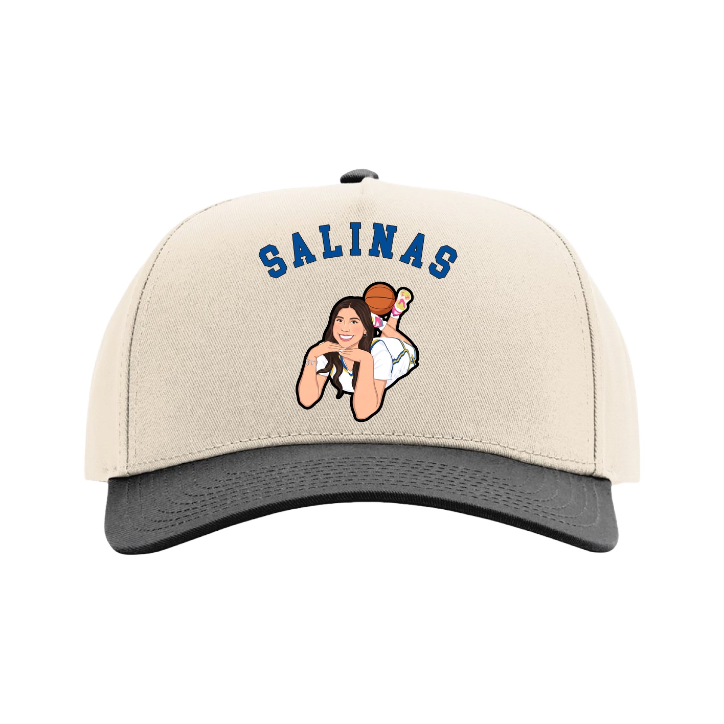 Full Fabric Five-Panel Champ Cap — Shirsey Arch in Cream/Black