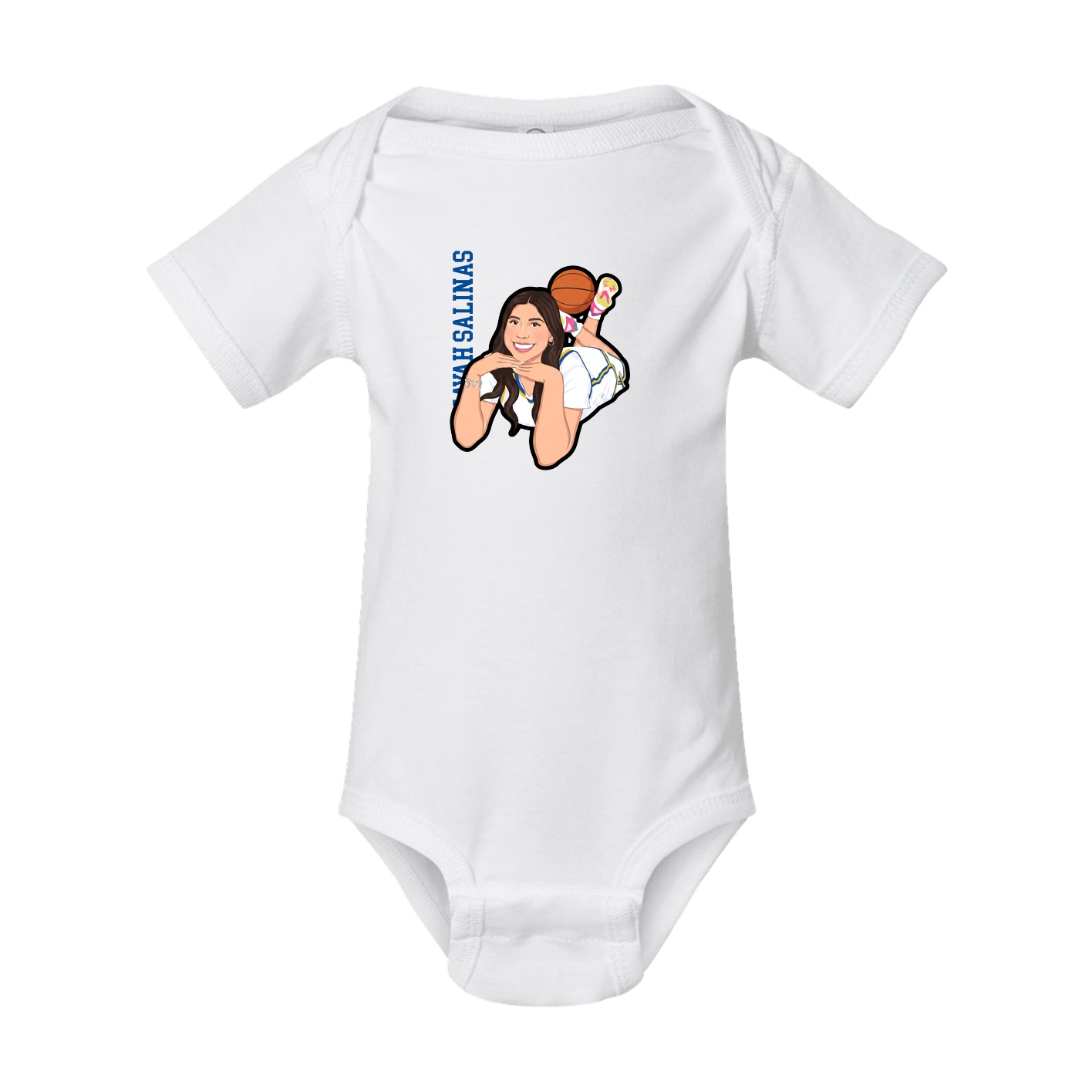 Baby Onesie — Name Vertical in White