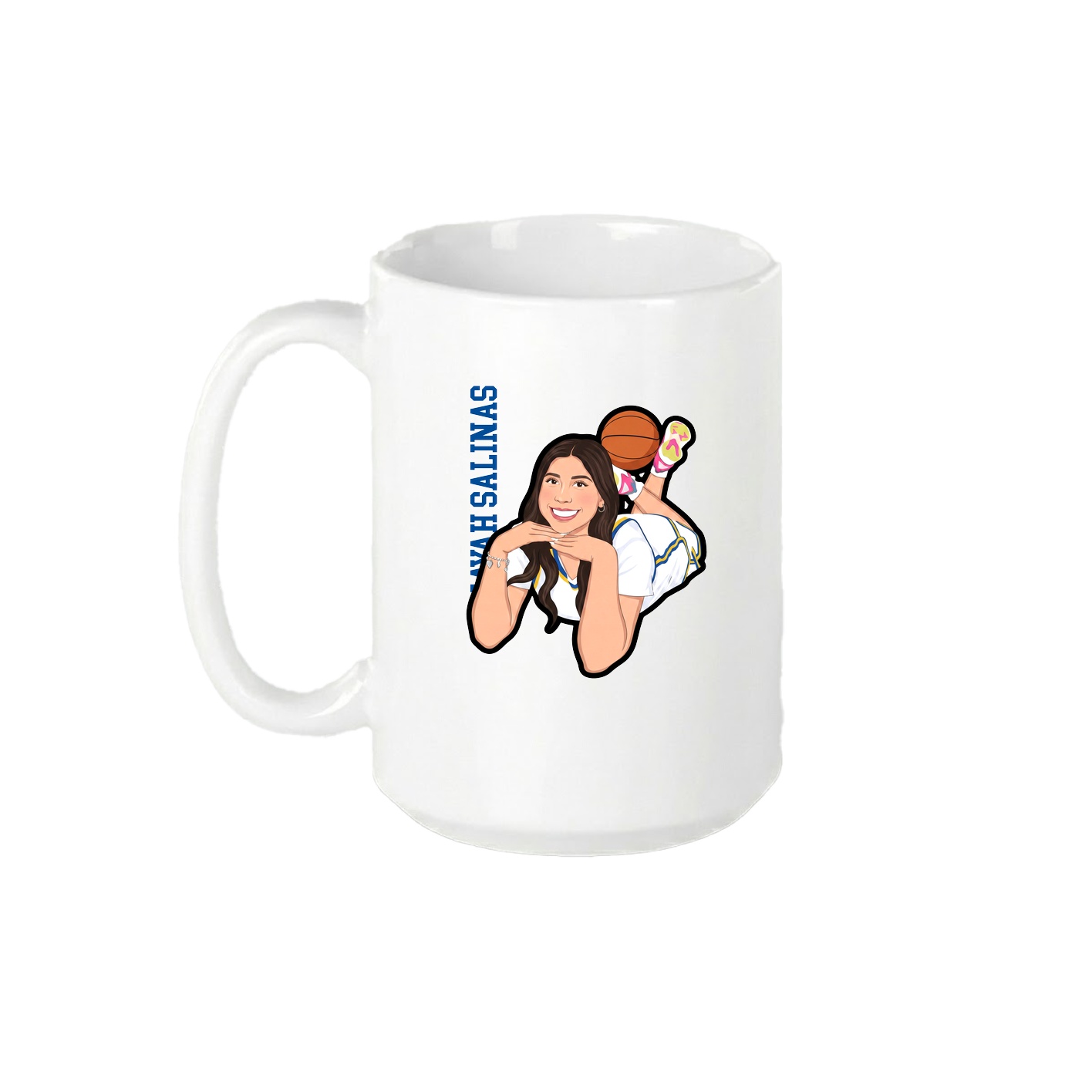 15oz Coffee Mug — Name Vertical in White