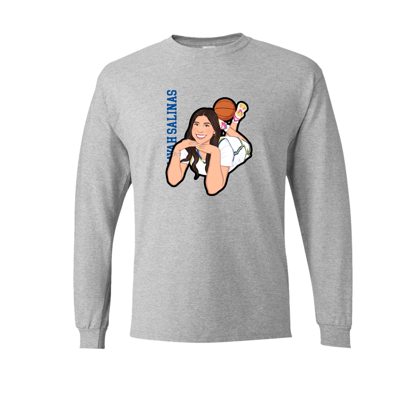 Long Sleeve Tee — Name Vertical in Grey