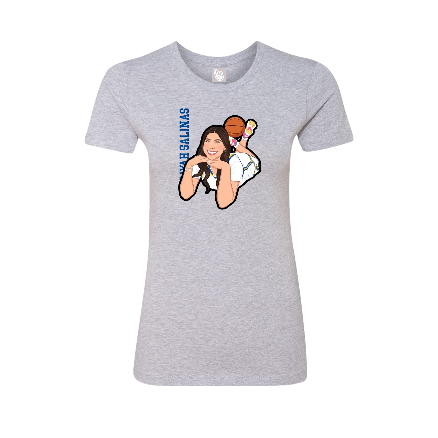 Womens Tee — Name Vertical in Grey