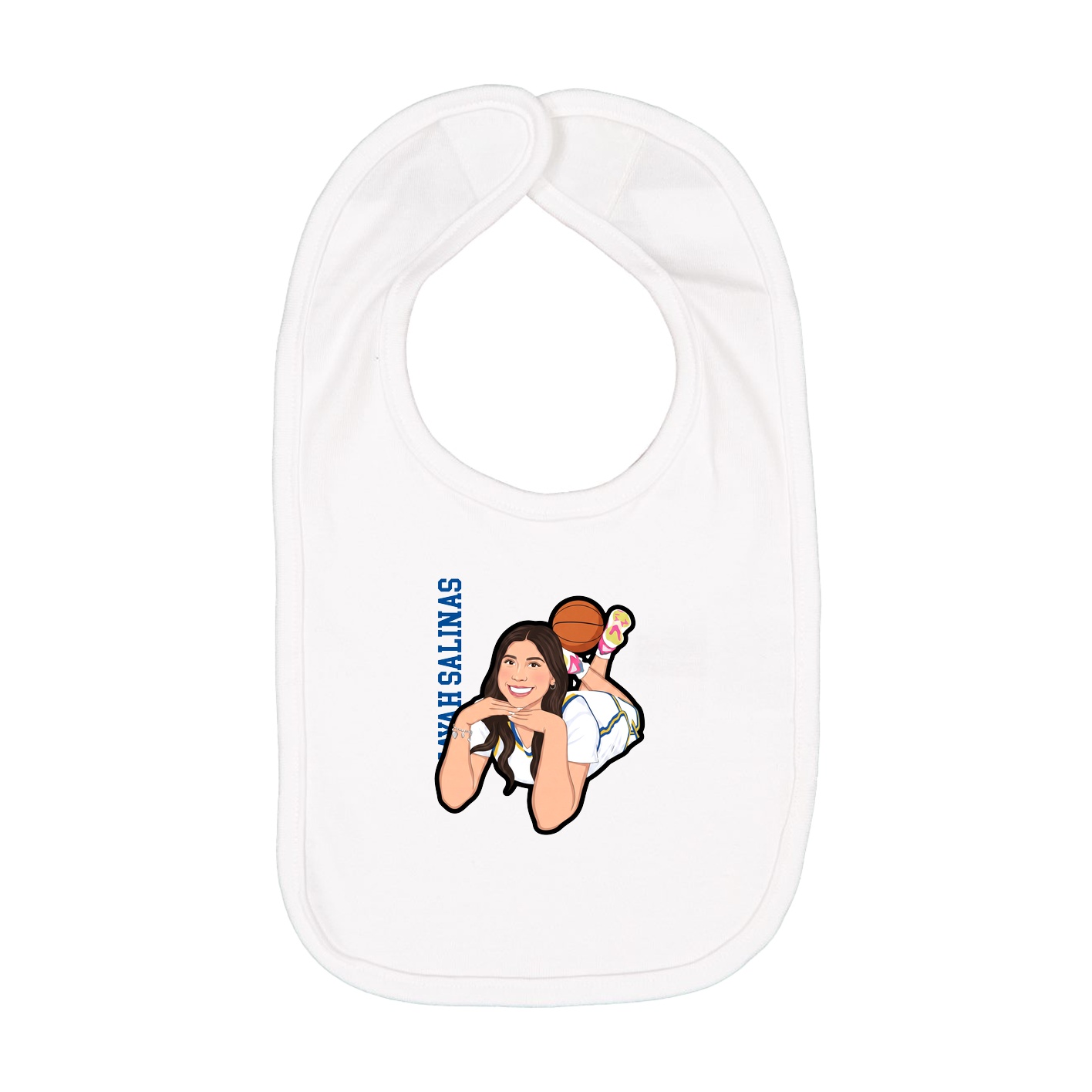 Infant Bib — Name Vertical in White