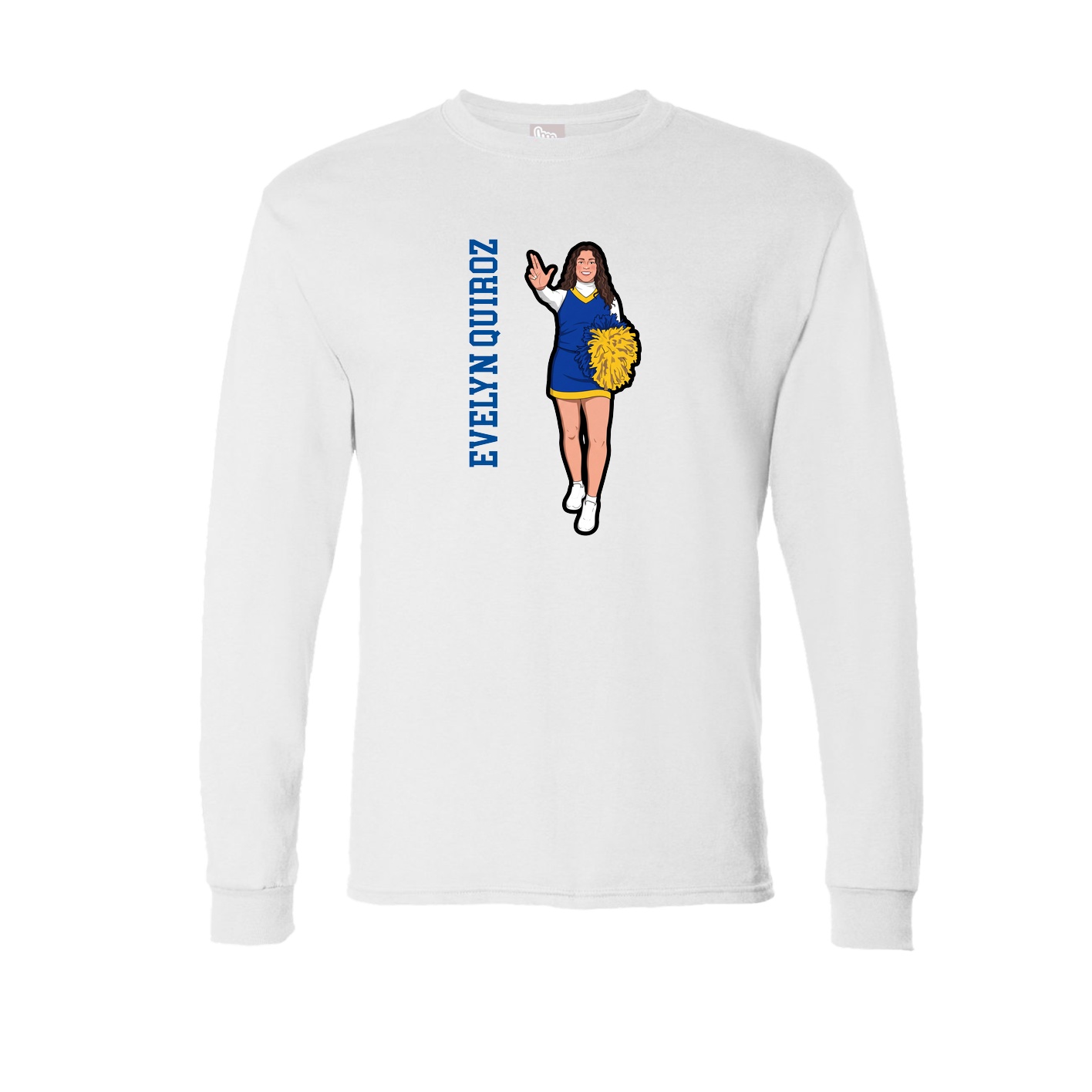 Long Sleeve Tee — Name Vertical in White