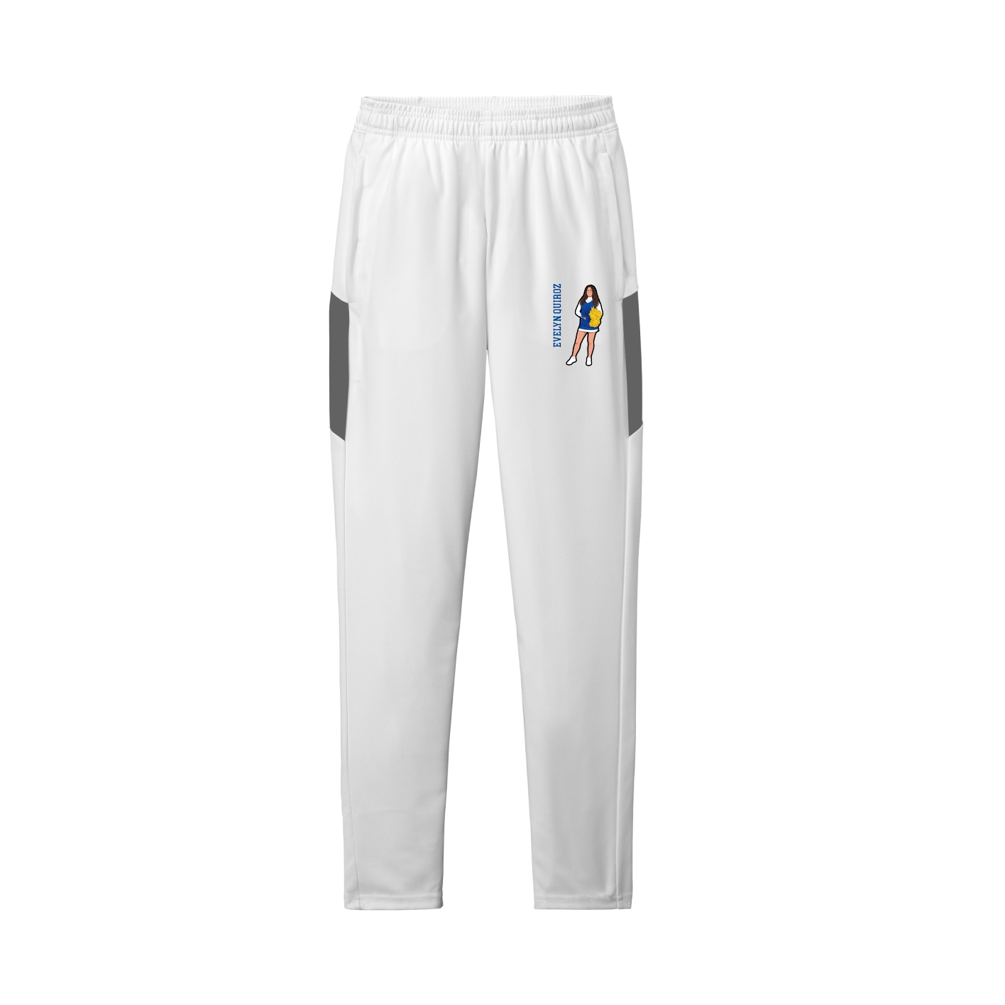 Team Travel Pant — Name Vertical in White/Grey