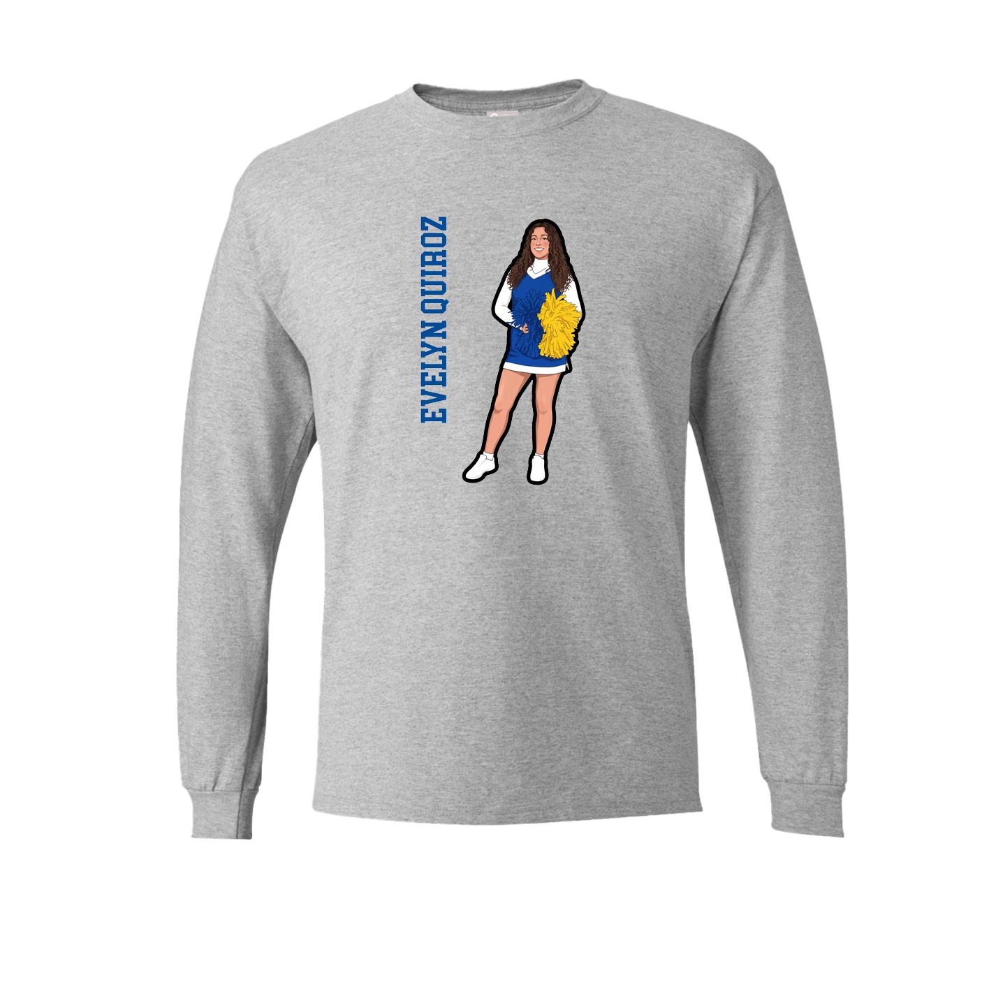 Long Sleeve Tee — Name Vertical in Grey