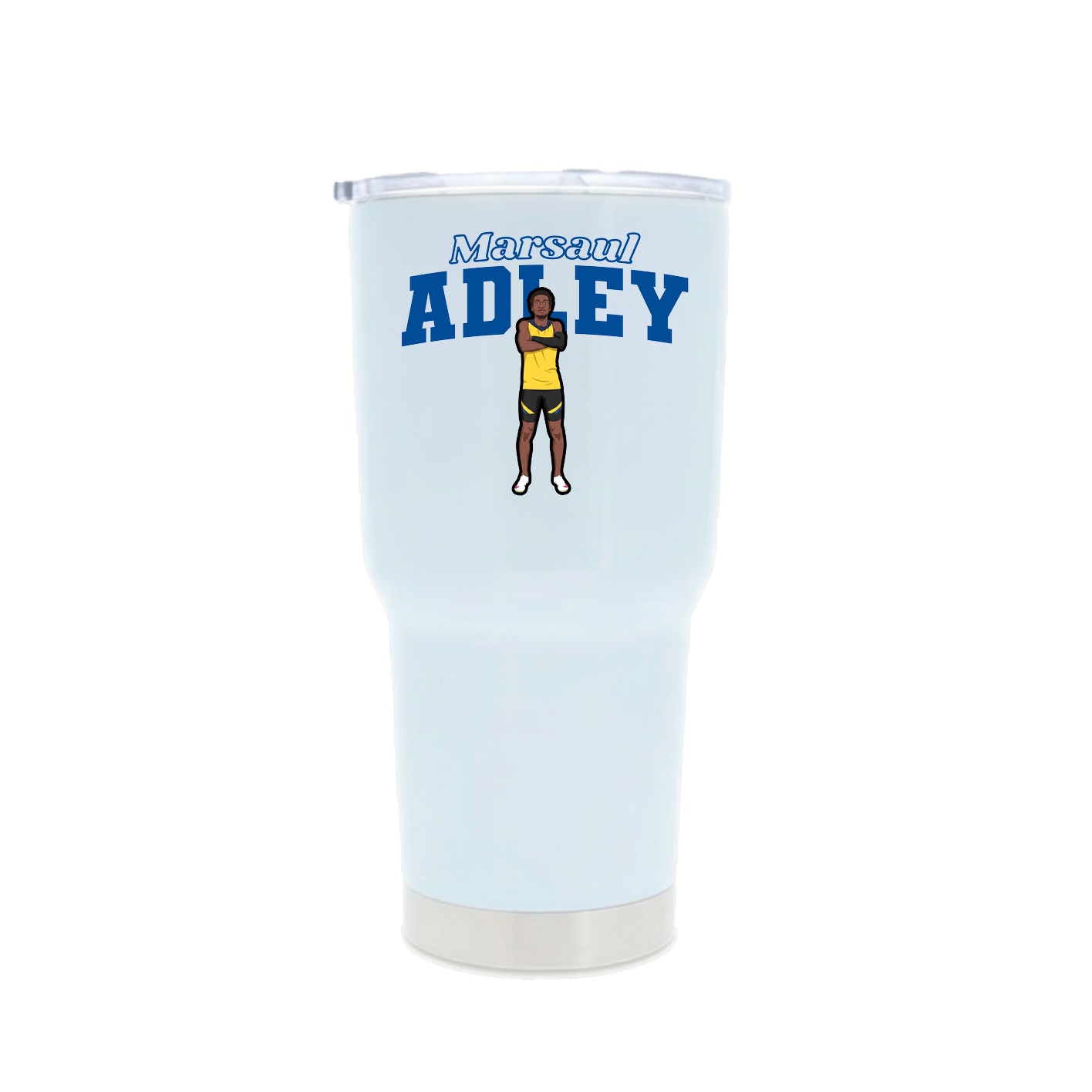 30oz Stainless Steel Tumbler — Name Arch in White