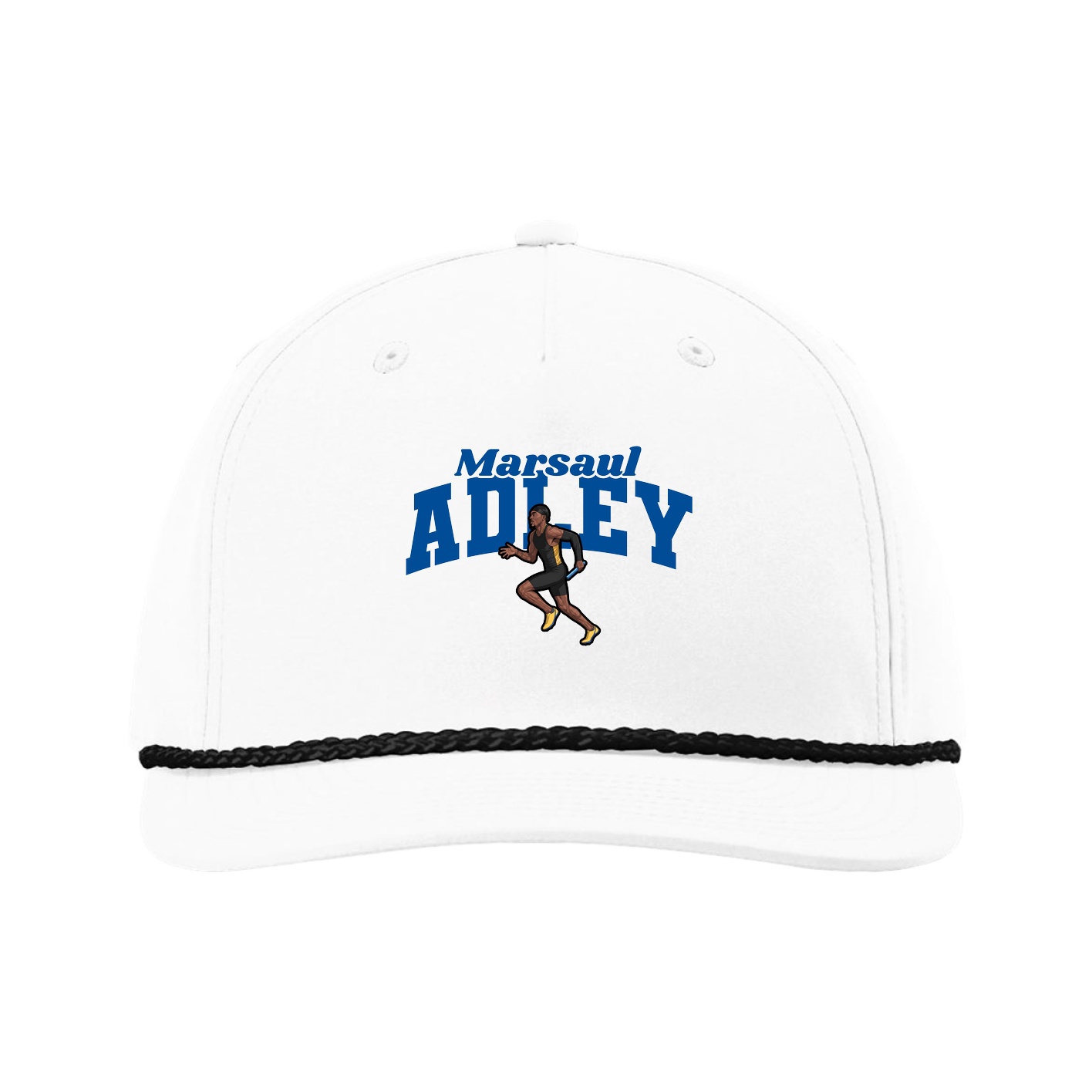 Five-Panel Classic Rope Cap — Signature Arch in White