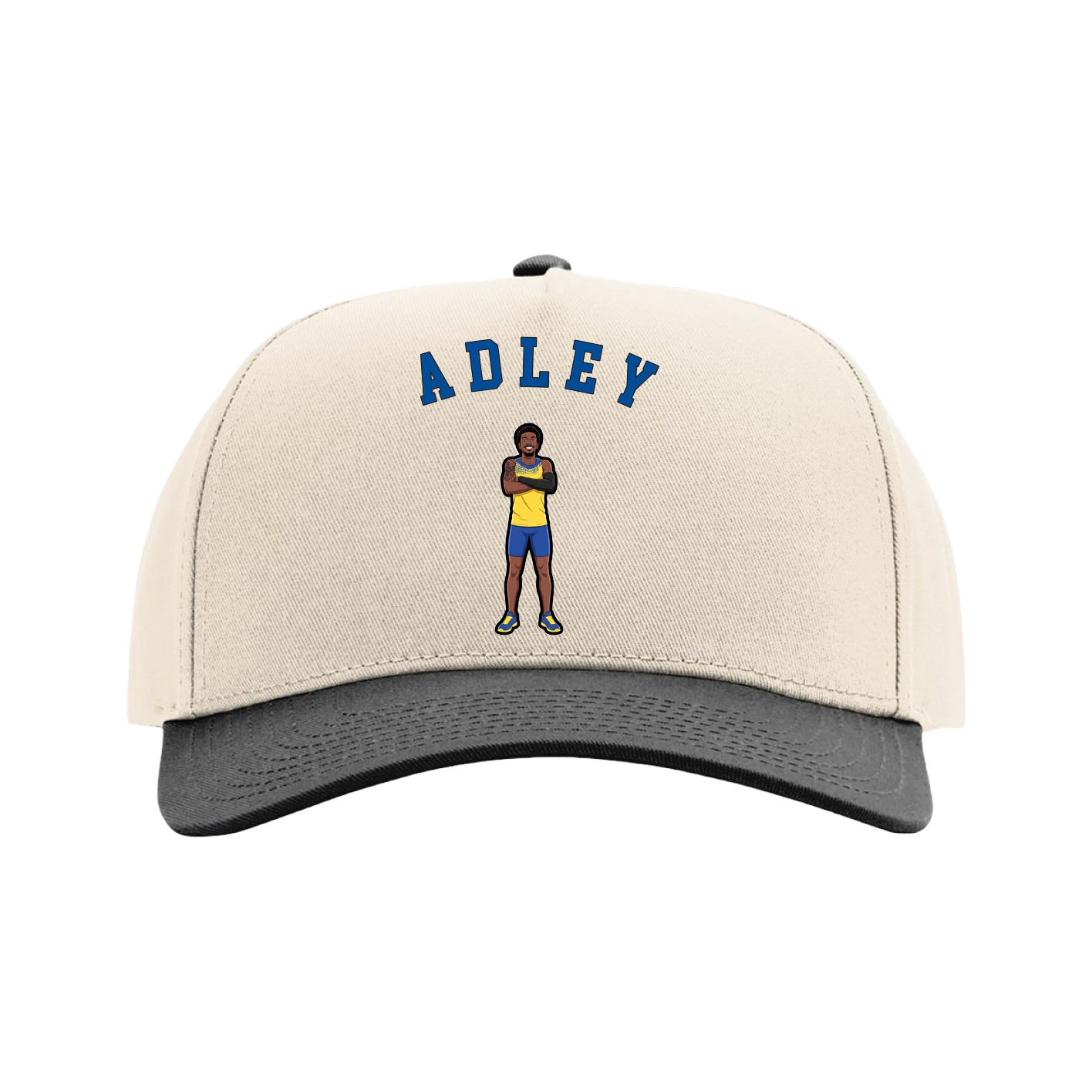 Full Fabric Five-Panel Champ Cap — Shirsey Arch in Cream/Black