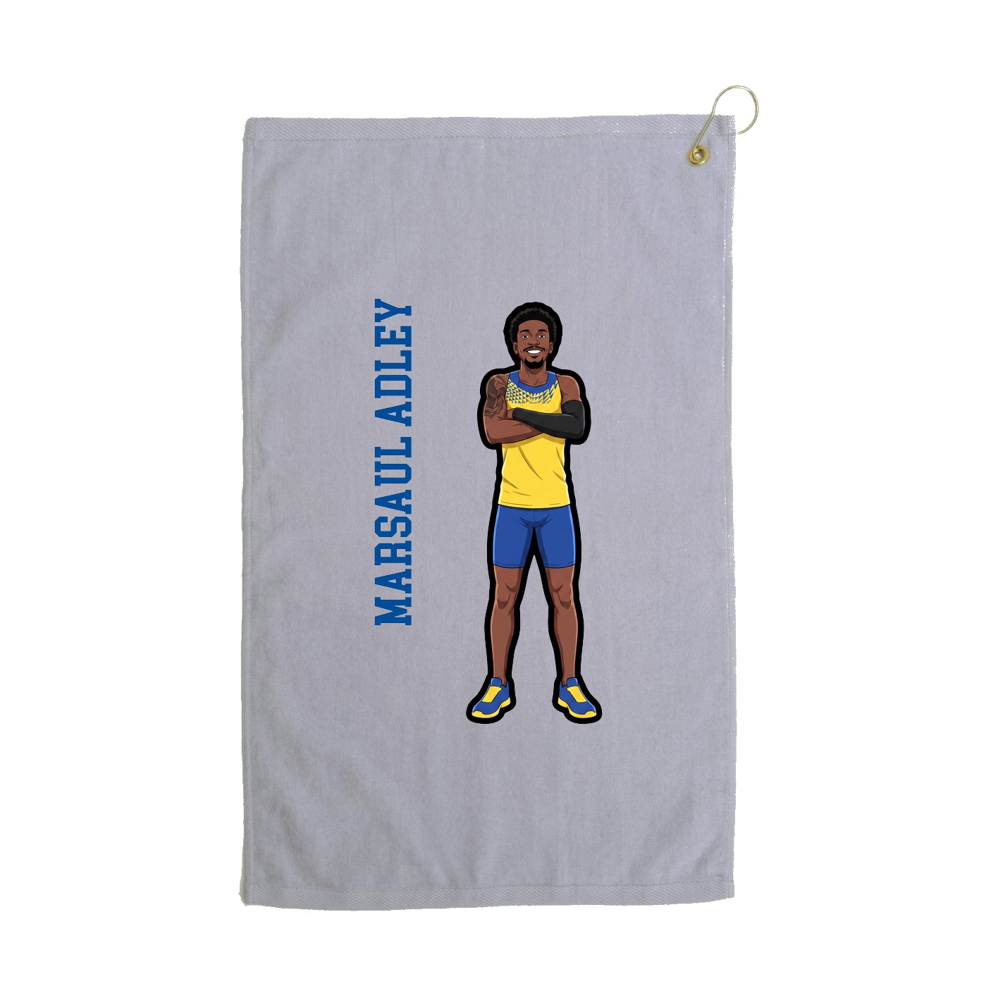 Golf Towel — Name Vertical in Grey