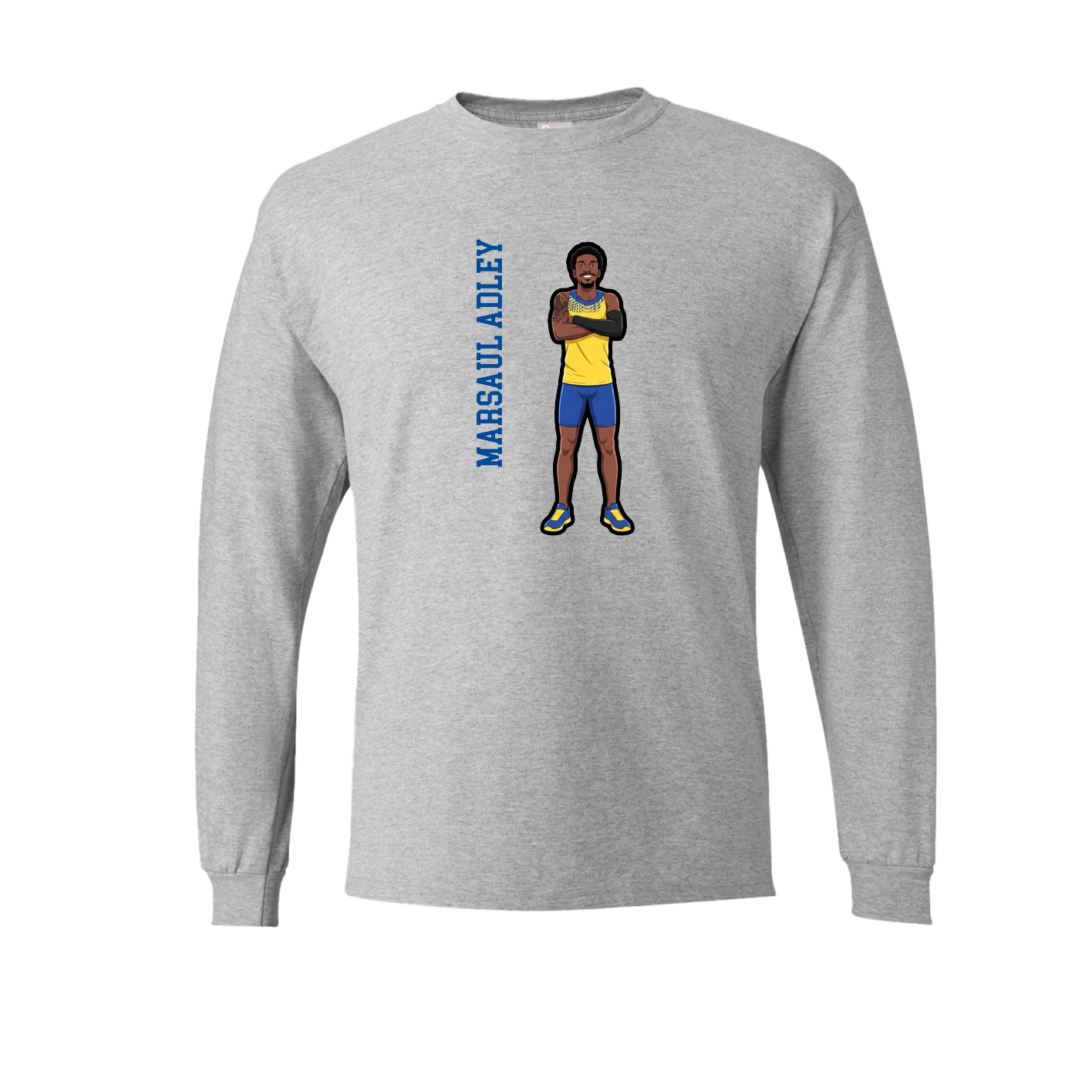 Long Sleeve Tee — Name Vertical in Grey