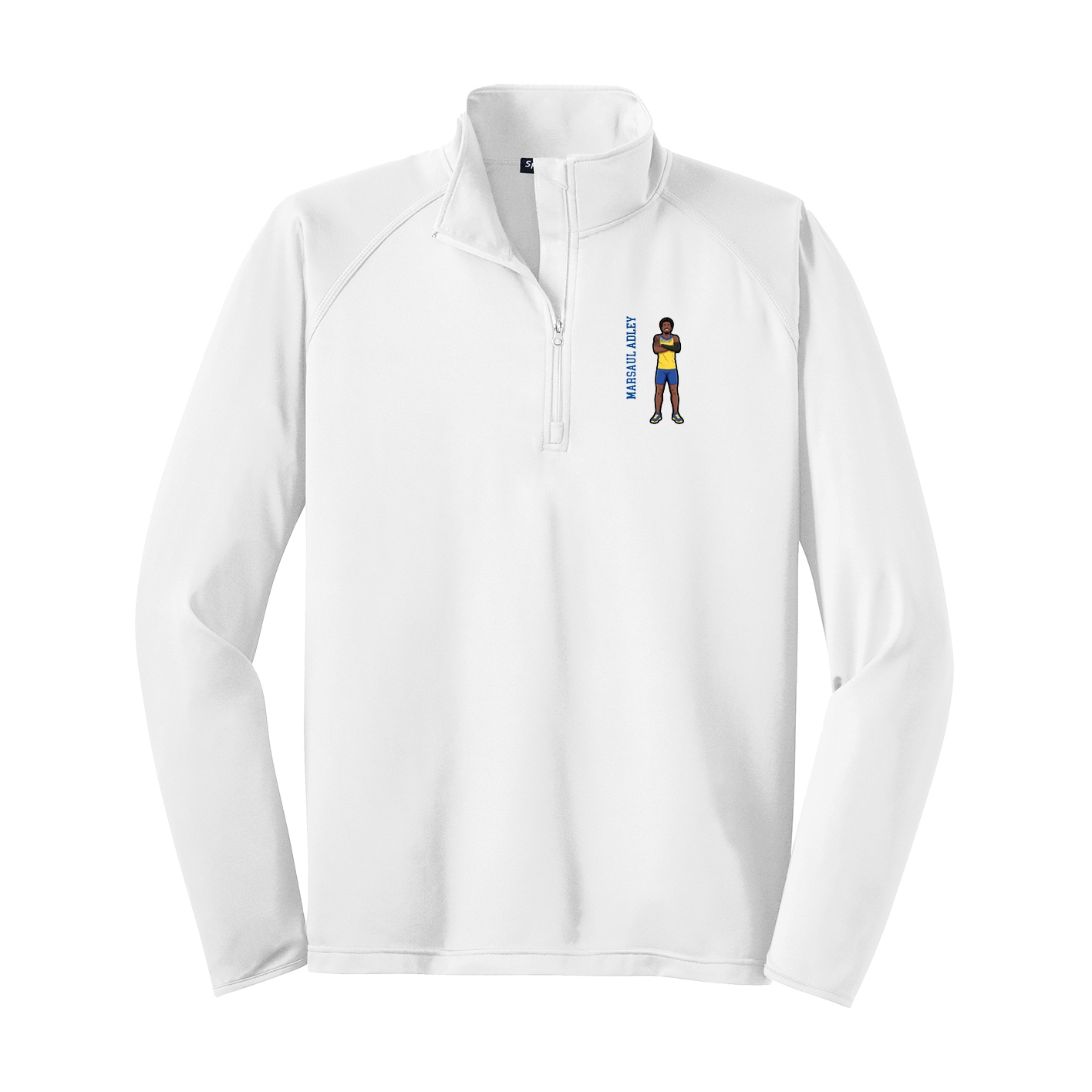 Q-Zip Pullover — Name Vertical in White