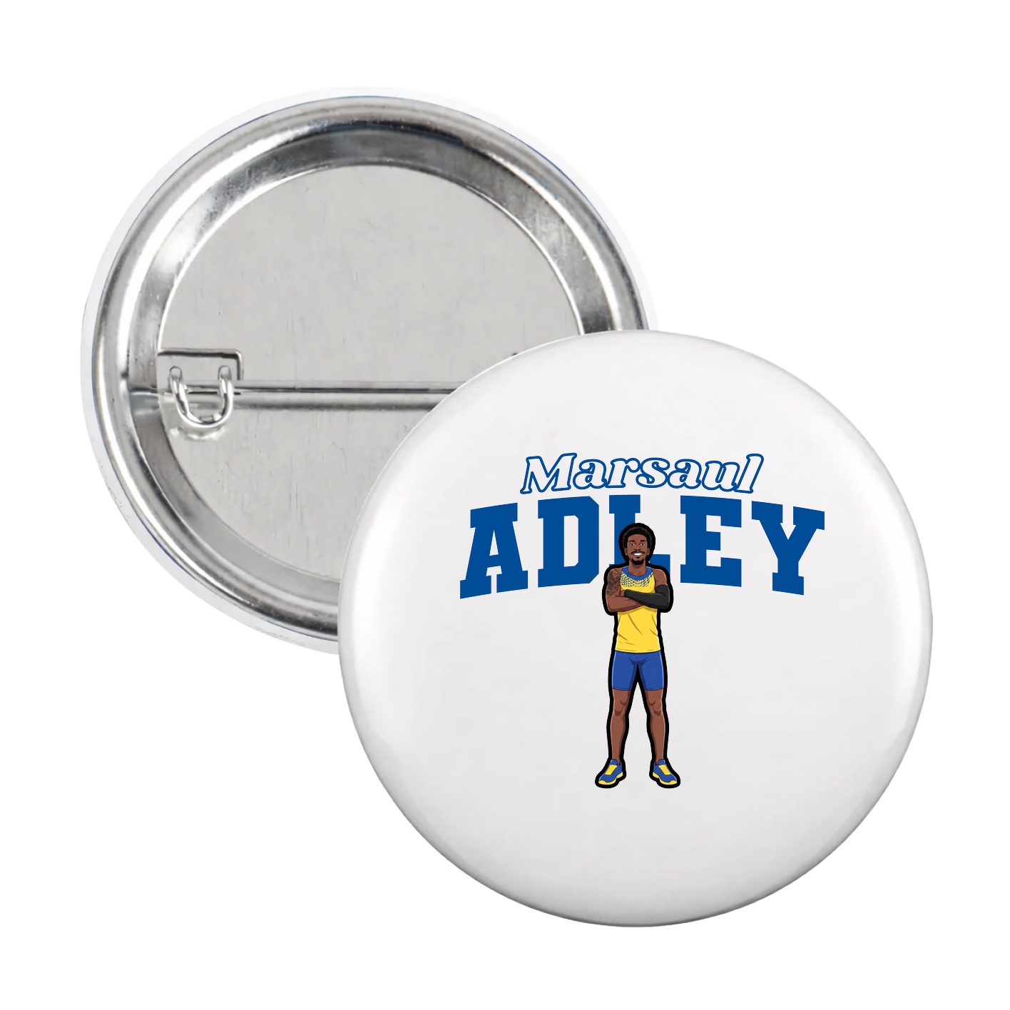 Game Day Button — Name Arch in White