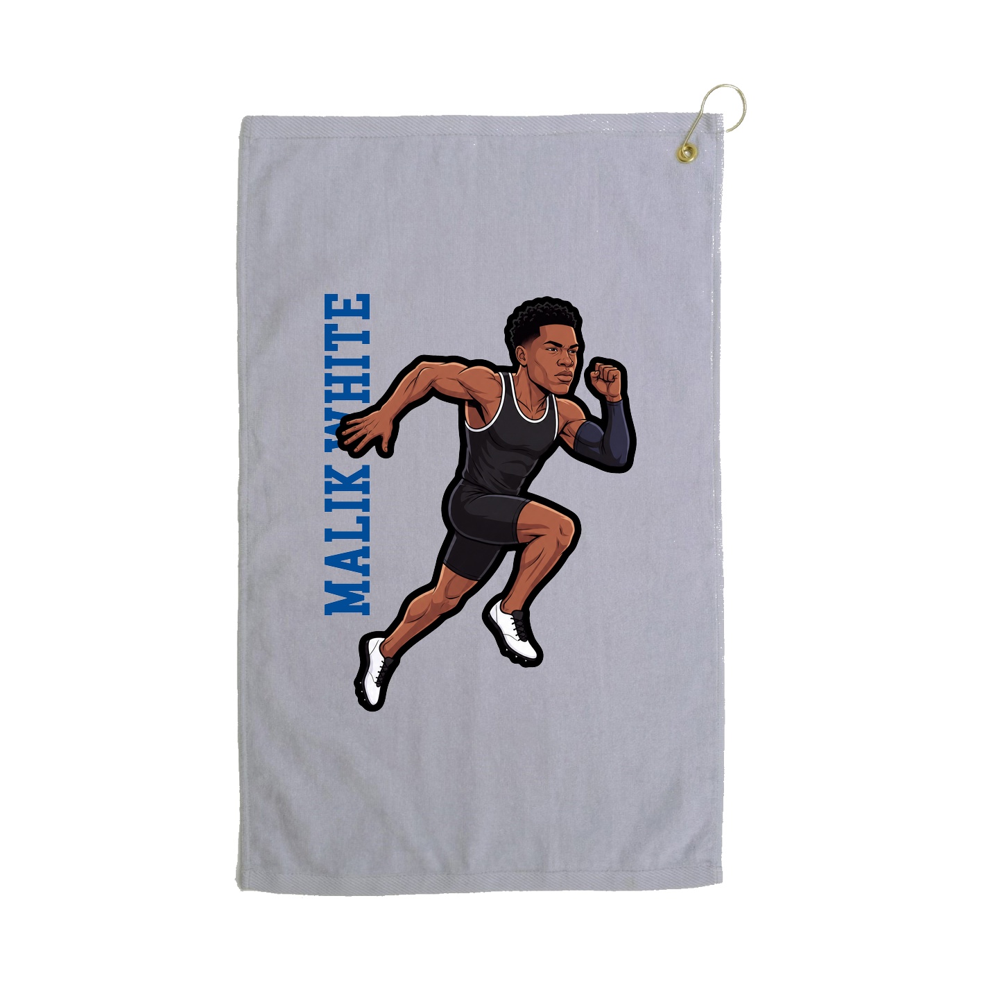 Golf Towel — Name Vertical in Grey