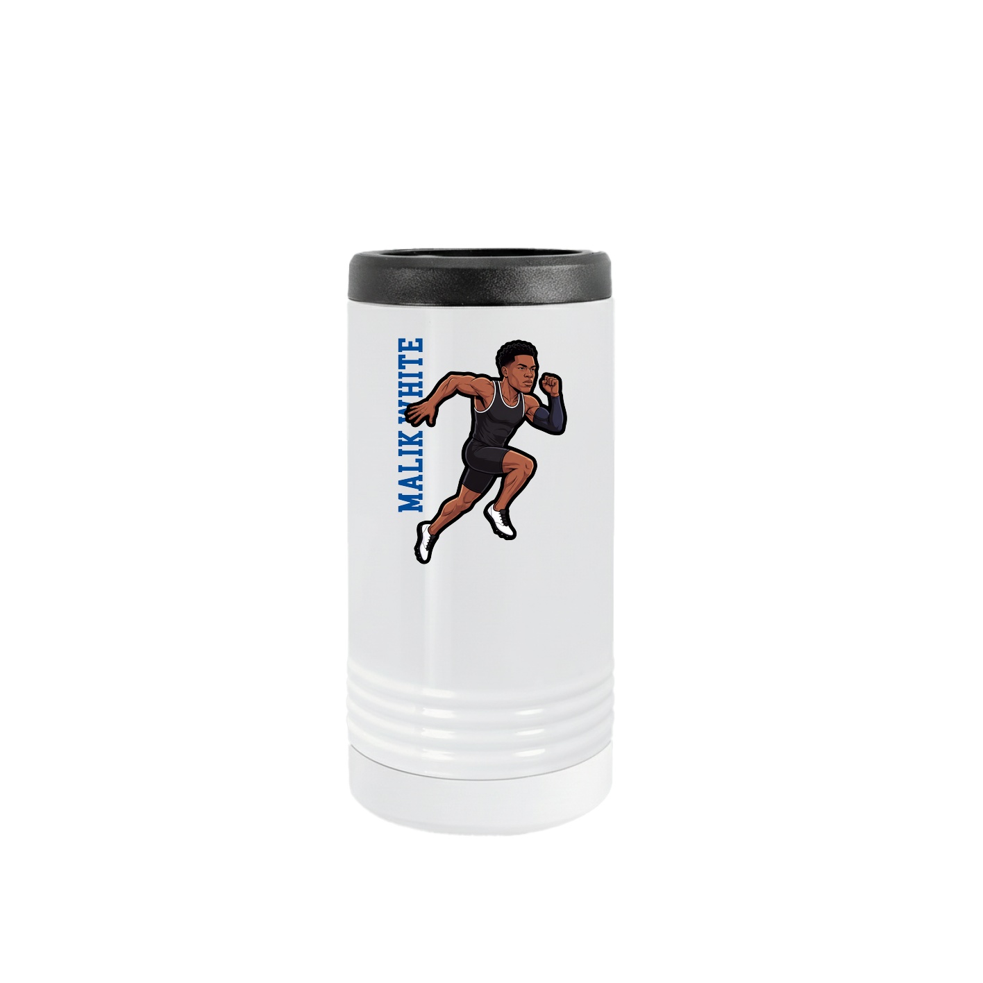 Slim Beverage Holder — Name Vertical in White