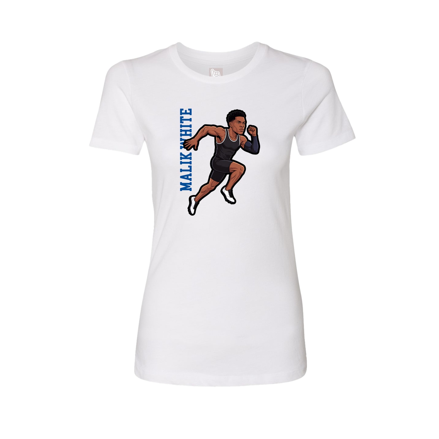 Fitted Women's Tee — Name Vertical in White