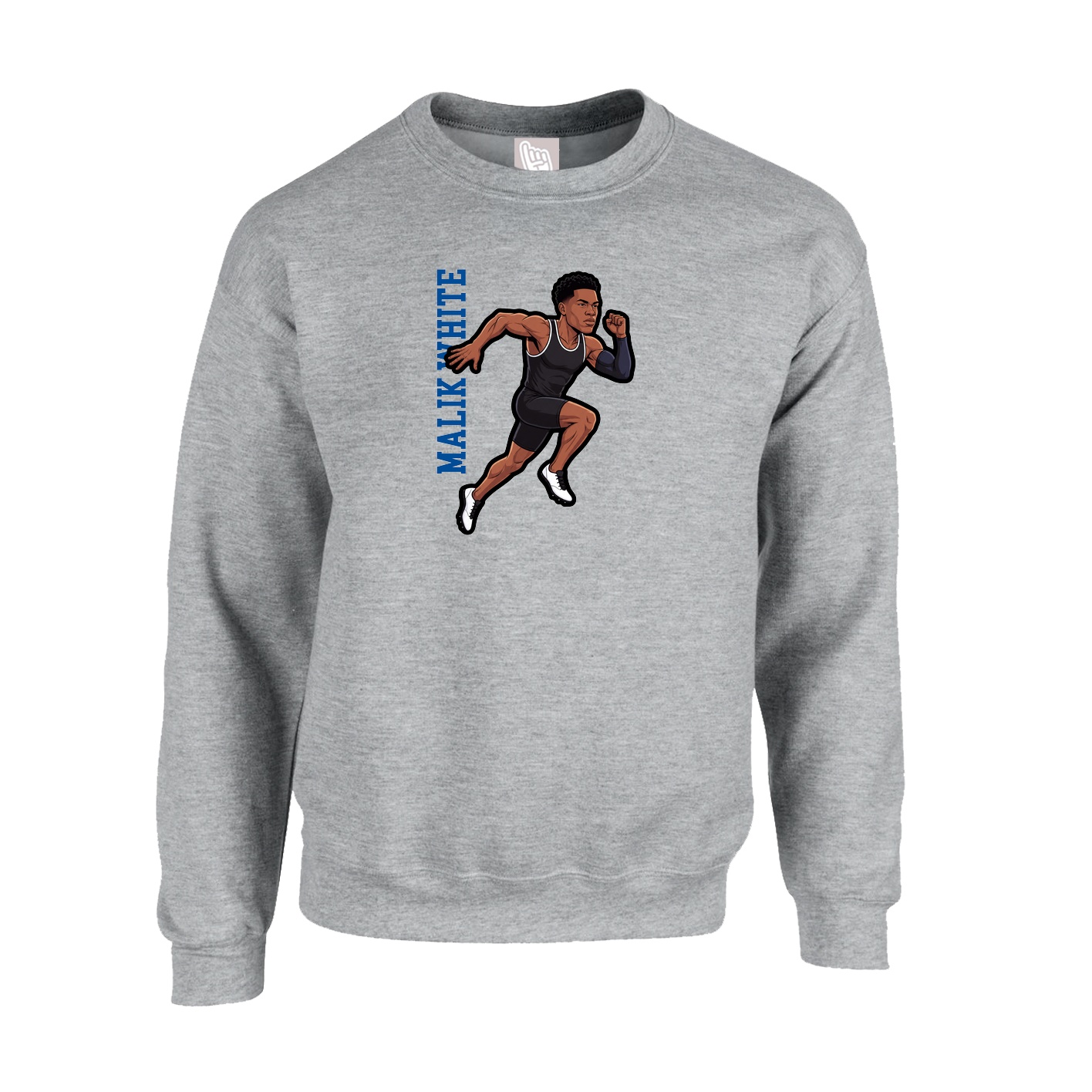 Fleece Crew — Name Vertical in Grey