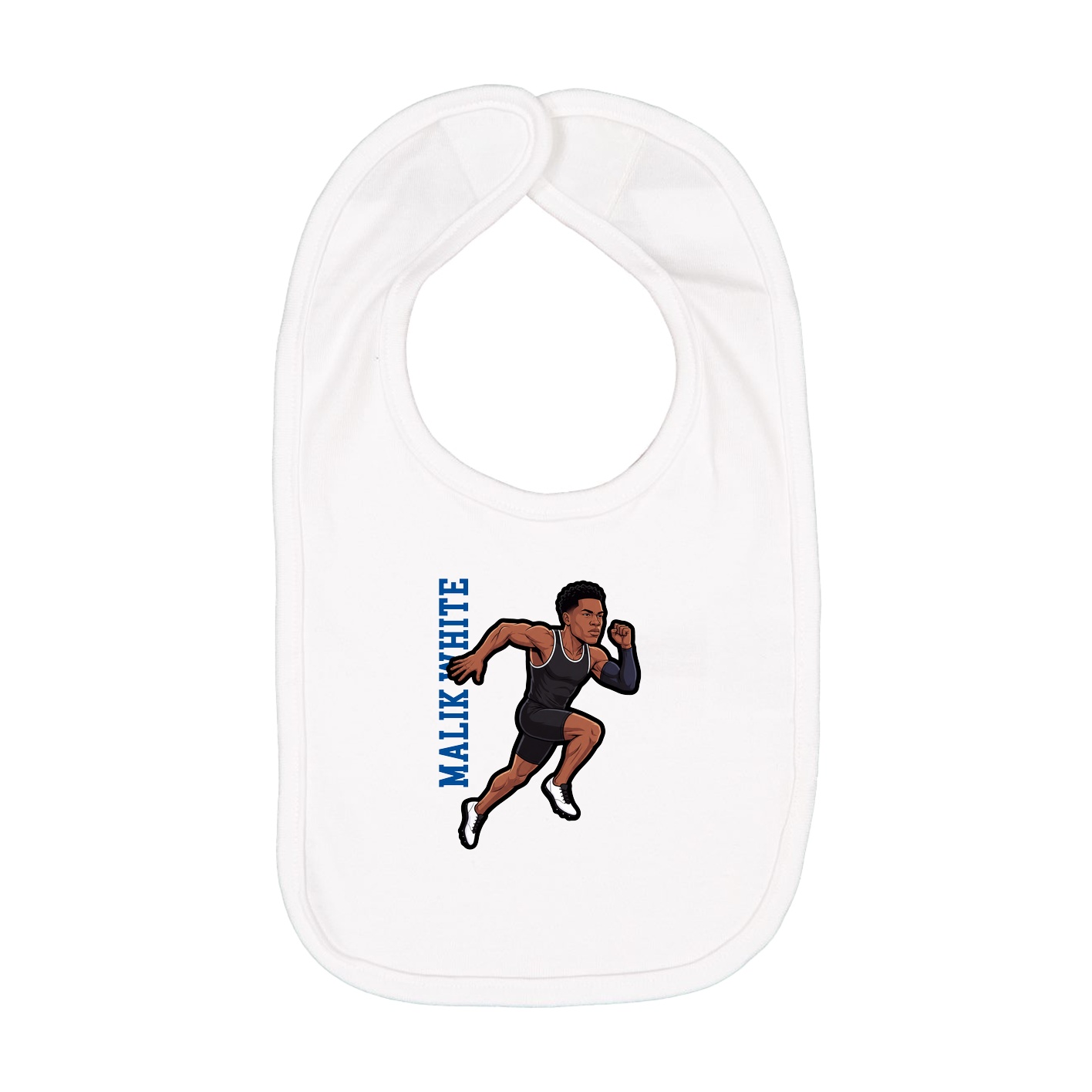 Infant Bib — Name Vertical in White