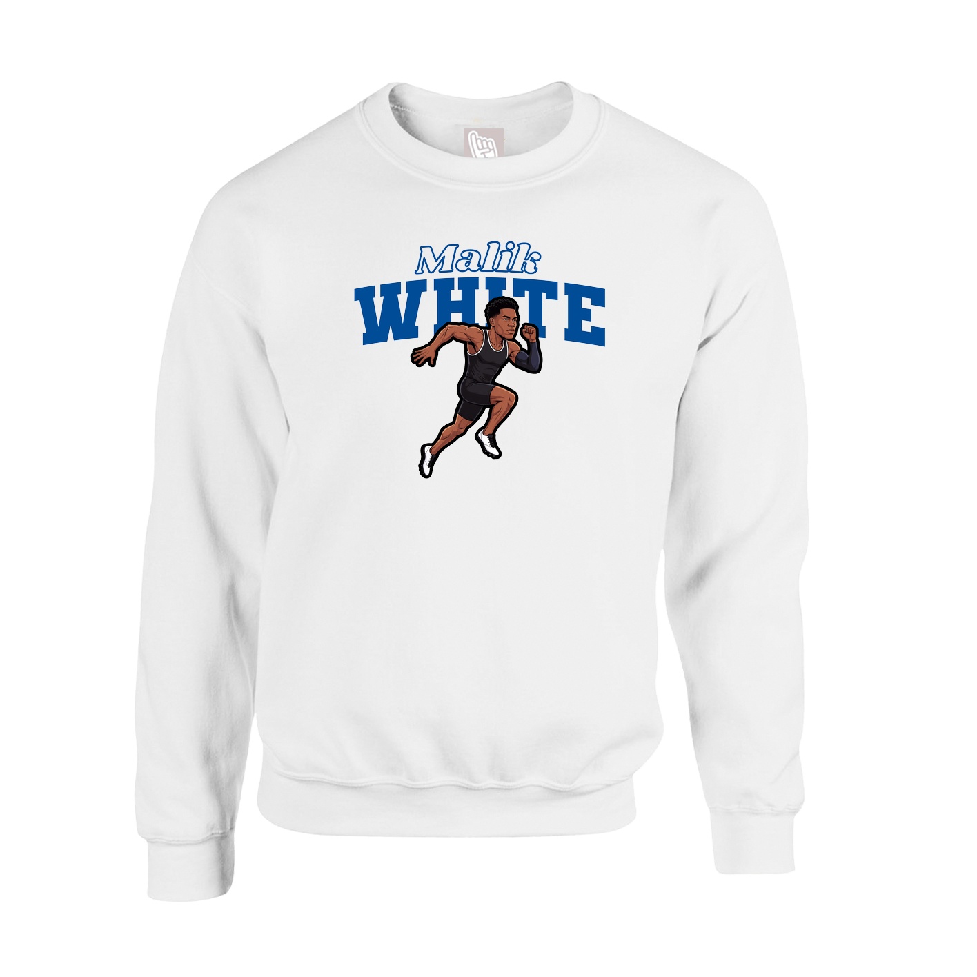 Fleece Crew — Name Arch in White
