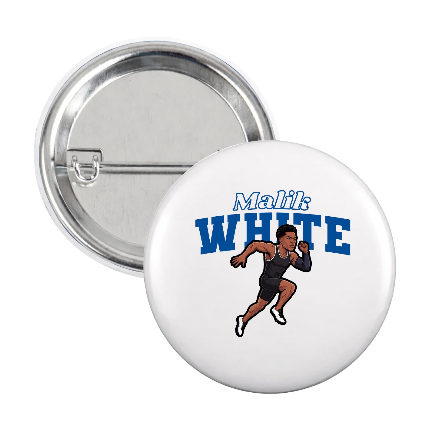 Game Day Button — Name Arch in White