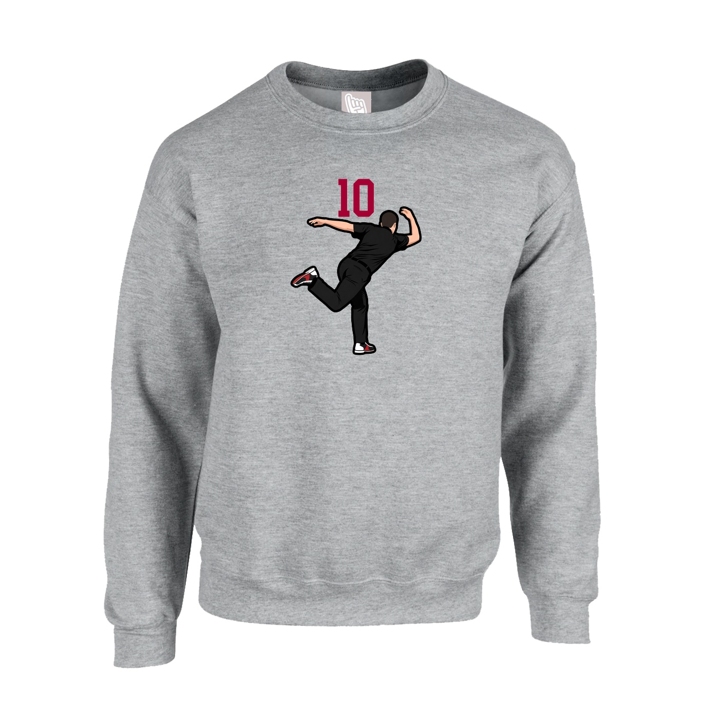 Fleece Crew — Number Top in Grey