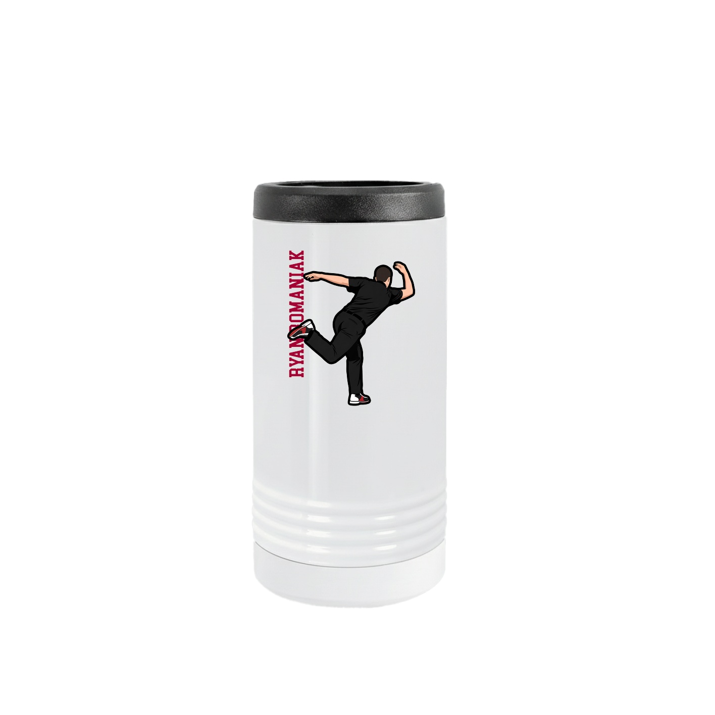 Slim Beverage Holder — Name Vertical in White